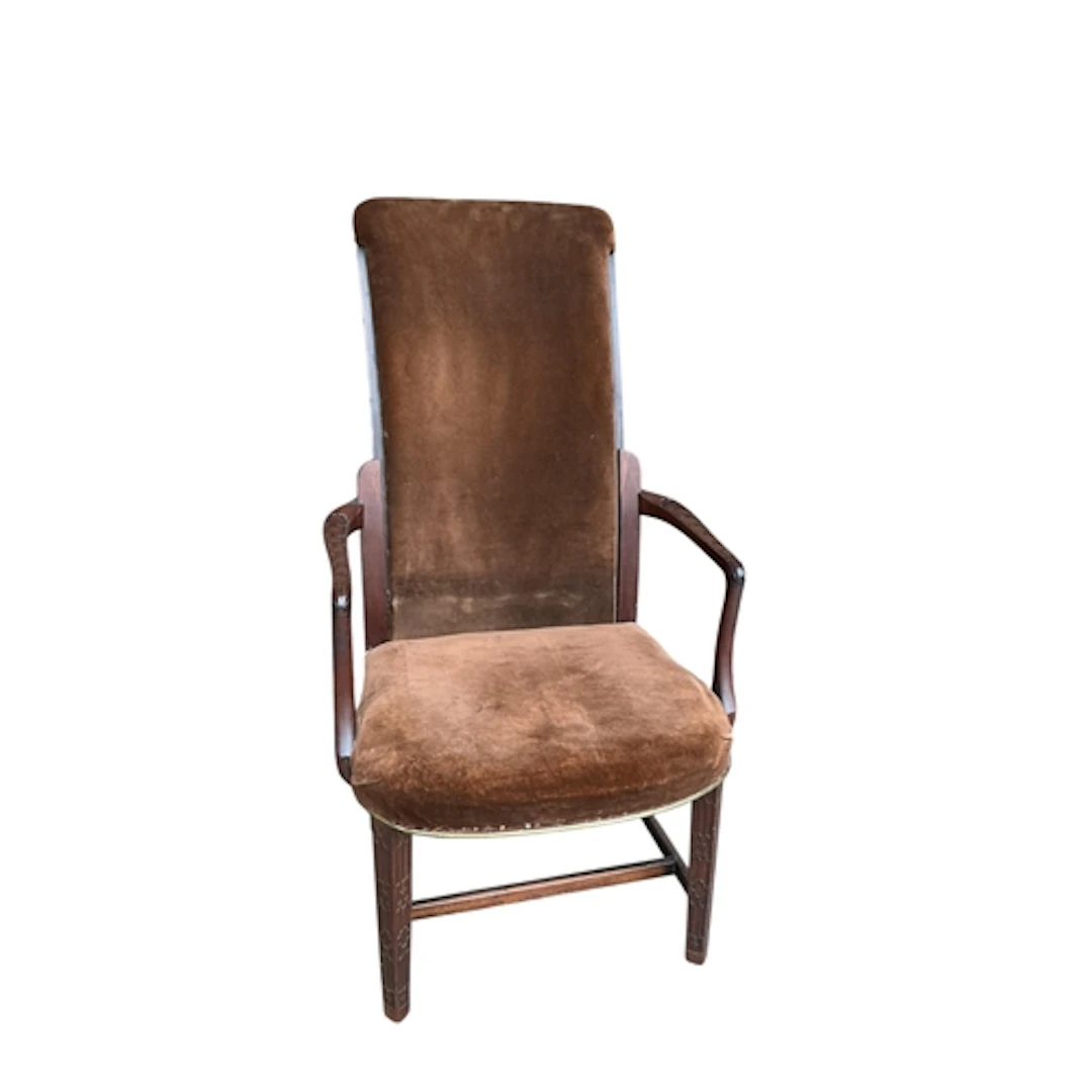 An unusual 19th century mahogany adjustable back elbow chair...