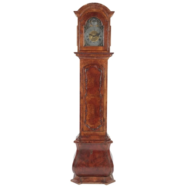 A German late Baroque burr walnut longcase clock, 18th centu...
