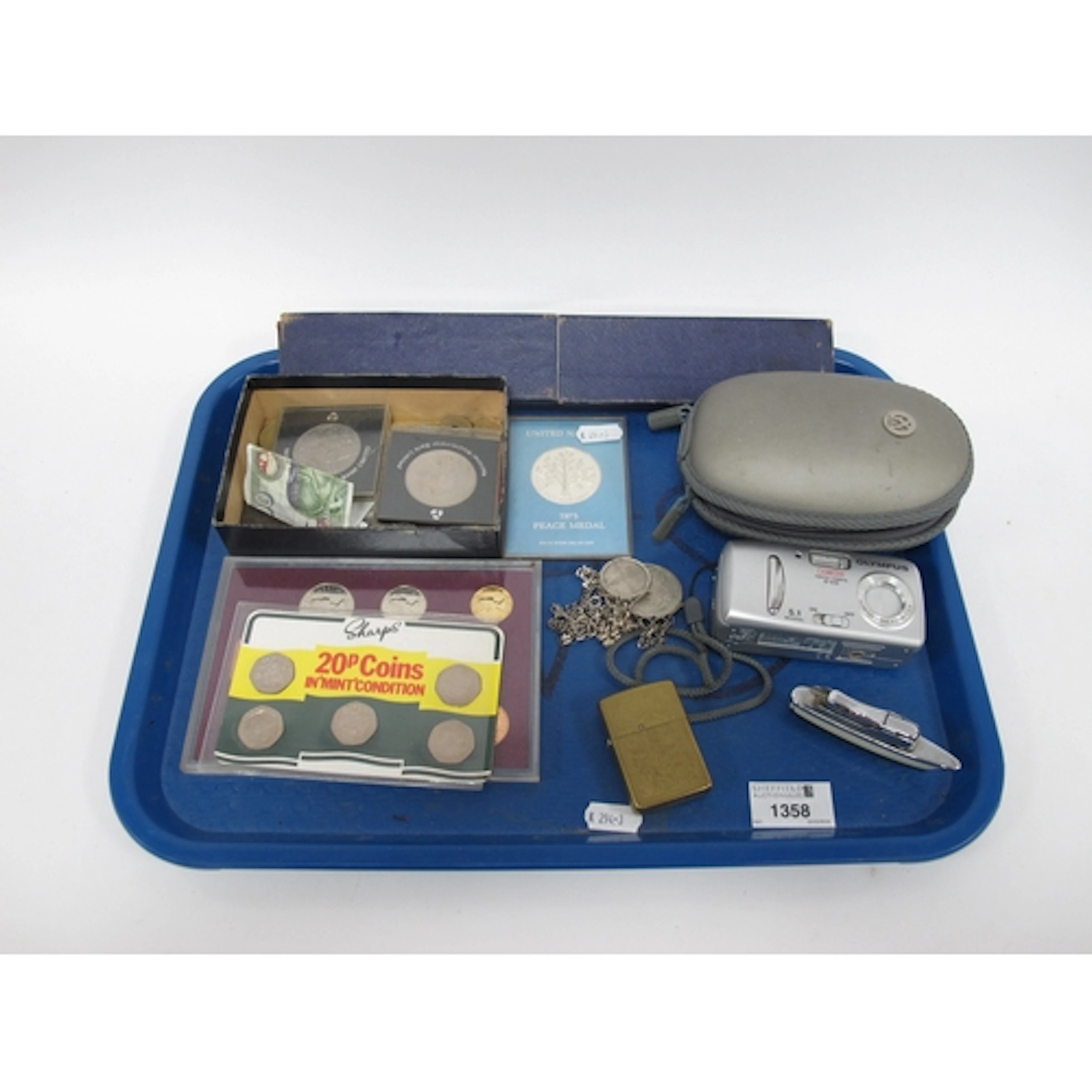Collectables, including Olympus D435 digital camera, Zippo a...