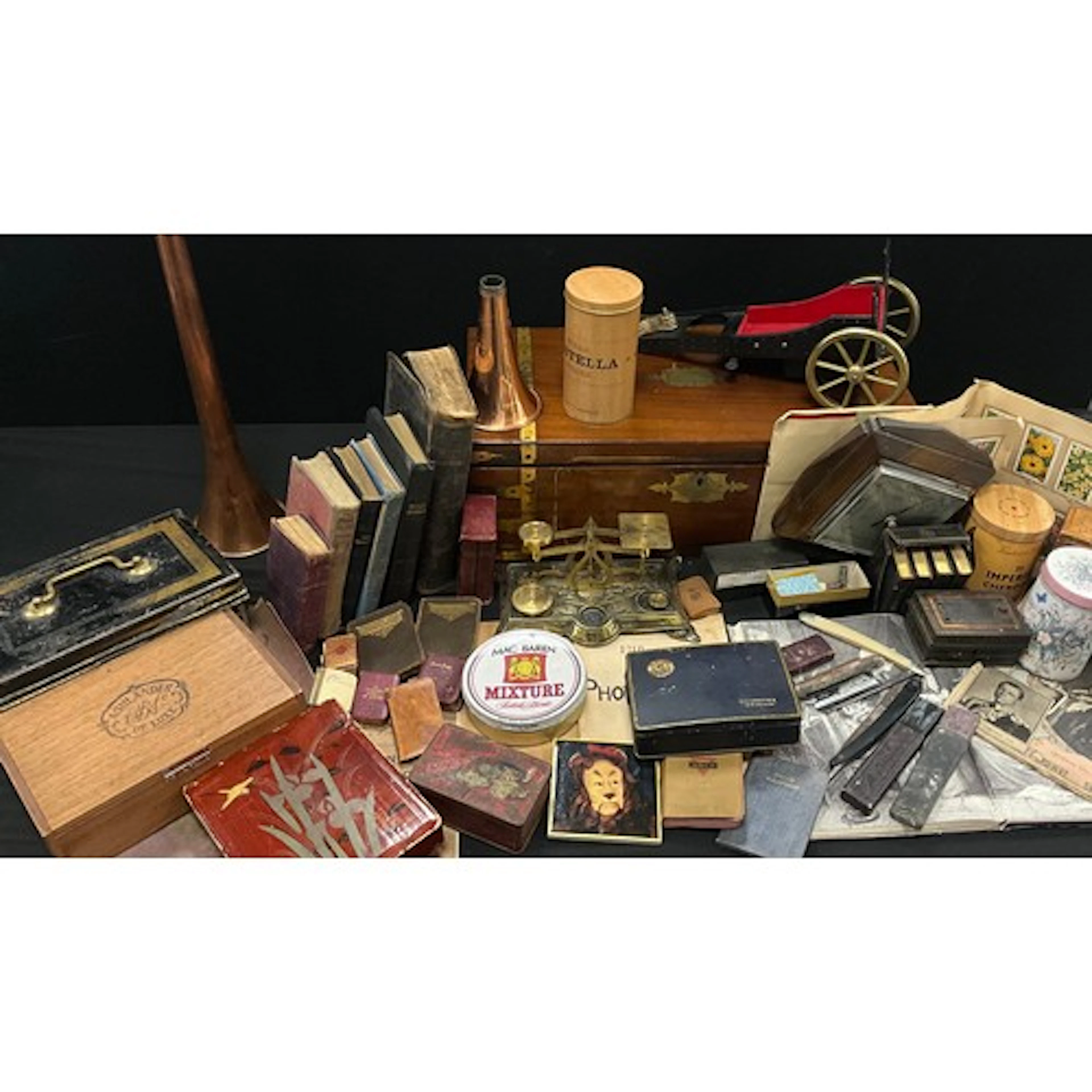 Boxes and objects - a Victorian mahogany and brass bound wri...
