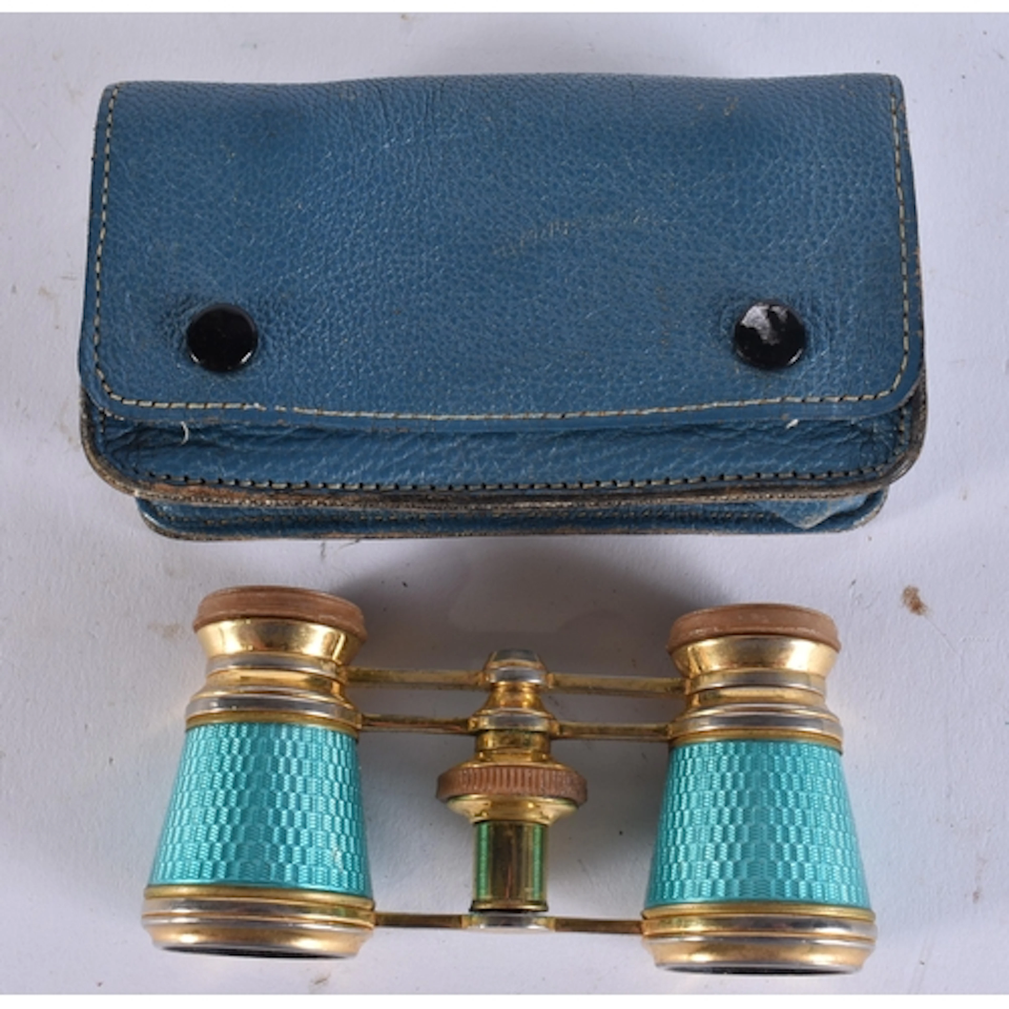 A PAIR OF ART DECO ENAMELLED OPERA GLASSES. 9 cm x 4.5 cm ex...