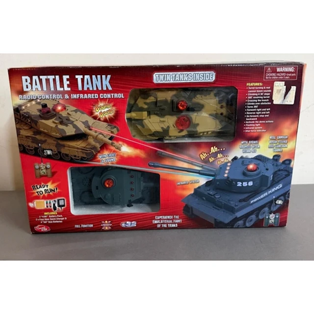 A boxed radio control and infared control two tank battle pa...
