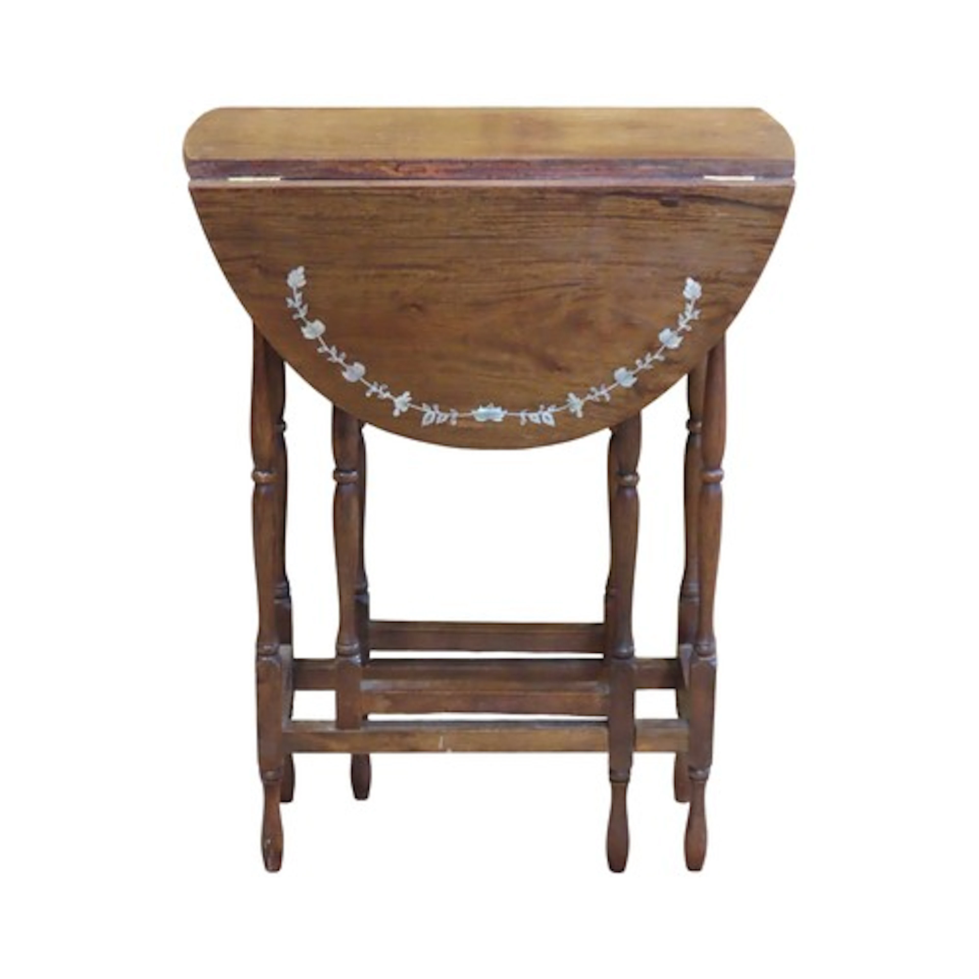A small hardwood oval gateleg occasional table with trailing...