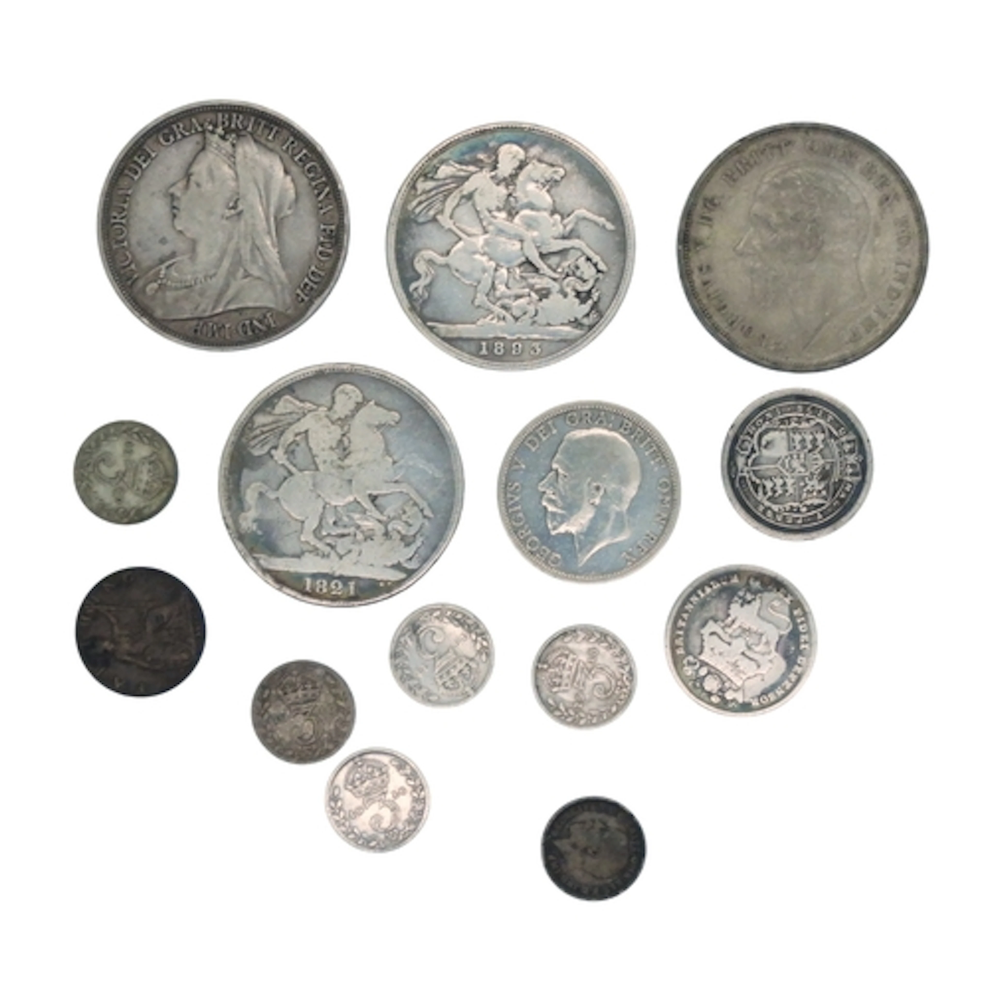 GREAT BRITAIN coins to include George IIII Crown 1821, Victo...