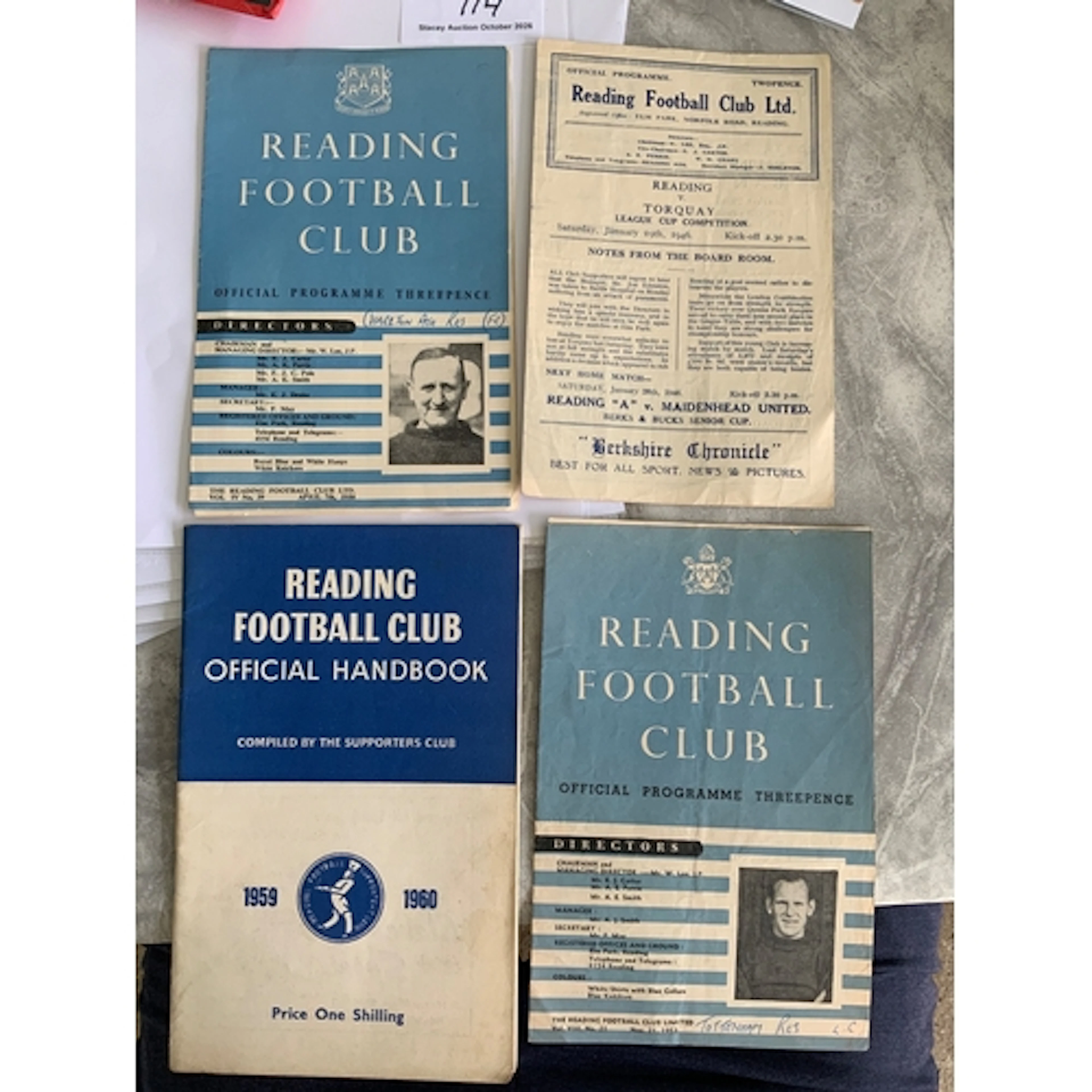 Reading Home Football Programmes: 45/46 Torquay cup very goo...