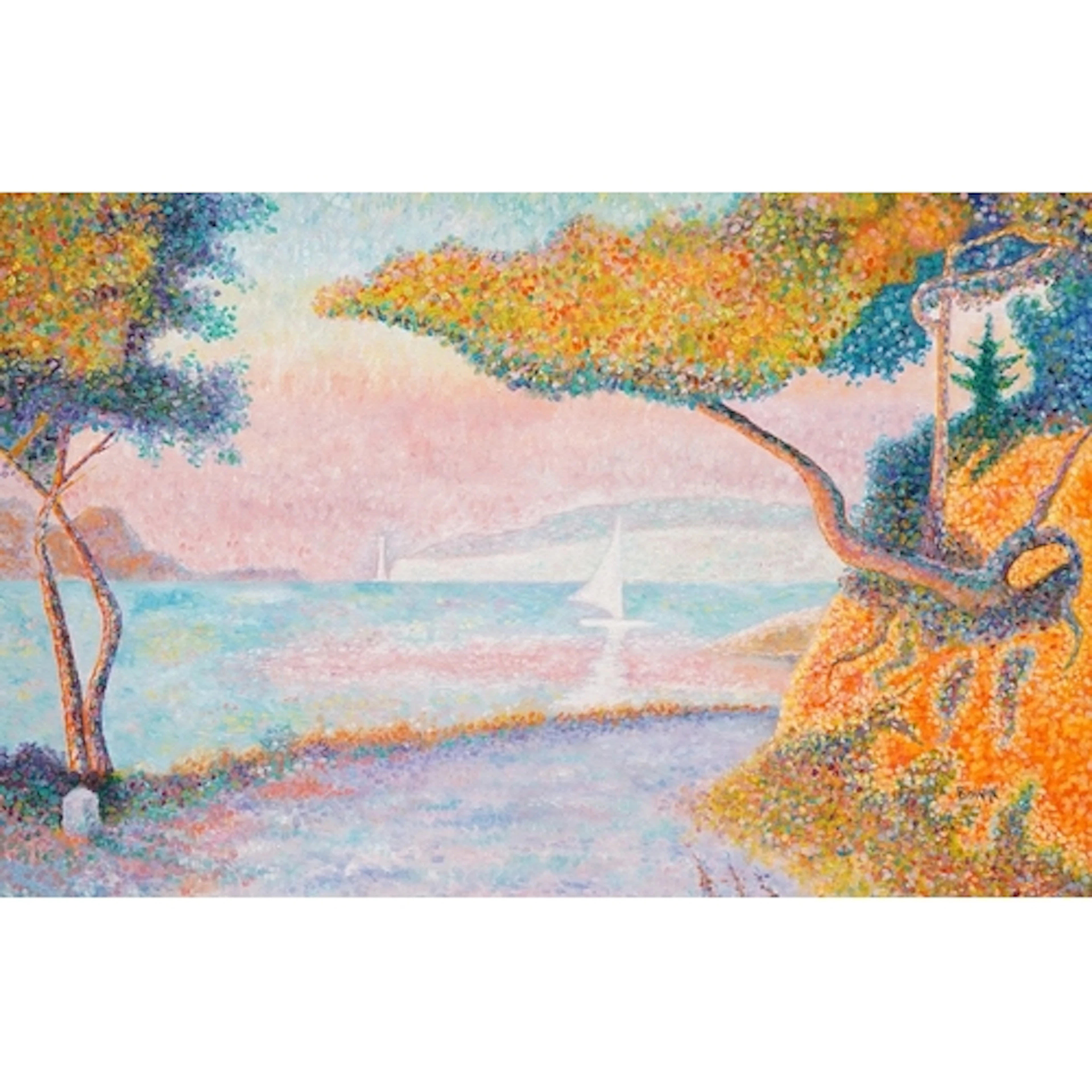 Boivin, Continental coastal view with lighthouse, signed, Po...