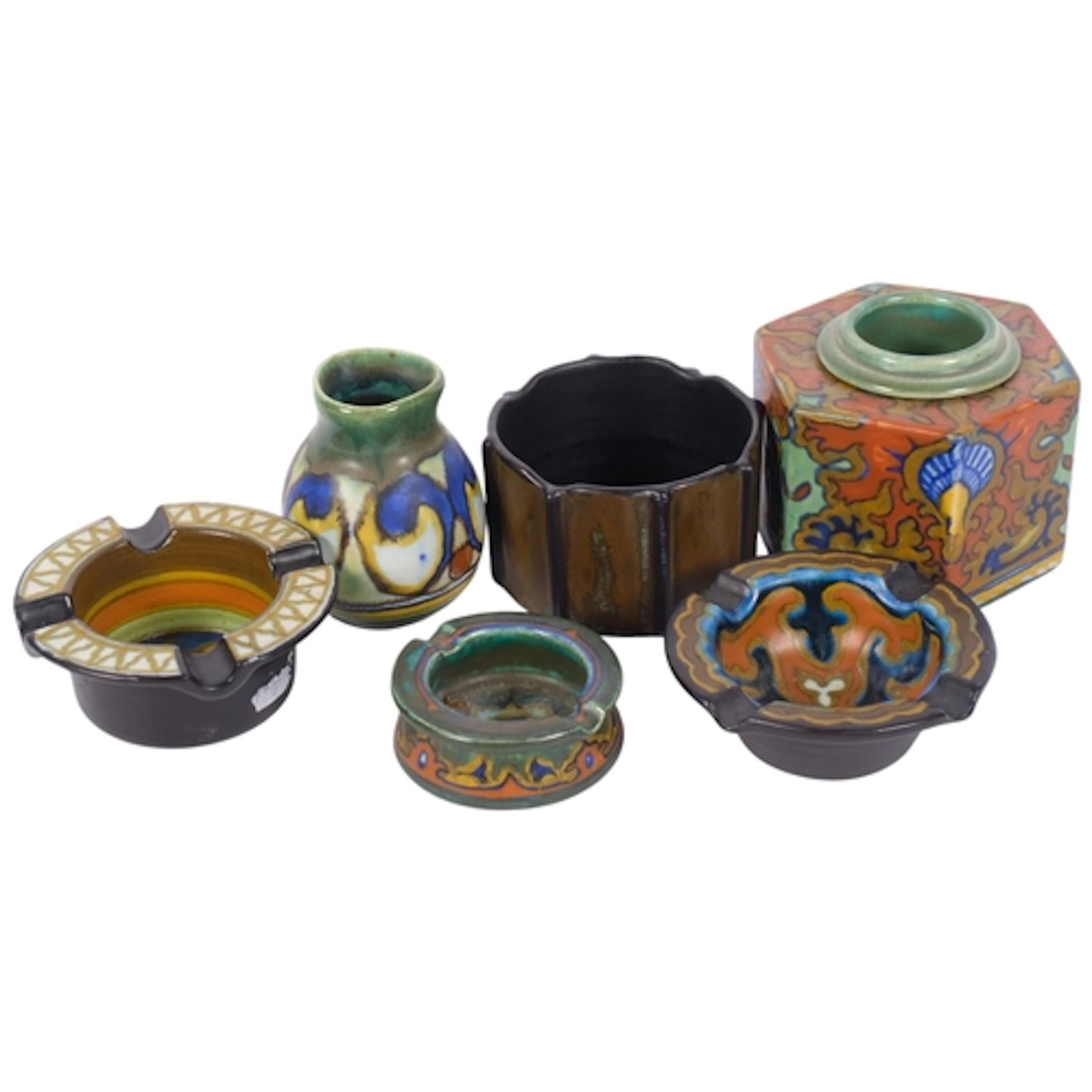 Hexagonal Gouda ink stand, H7.5cm, ashtrays, rhodian ashtray...