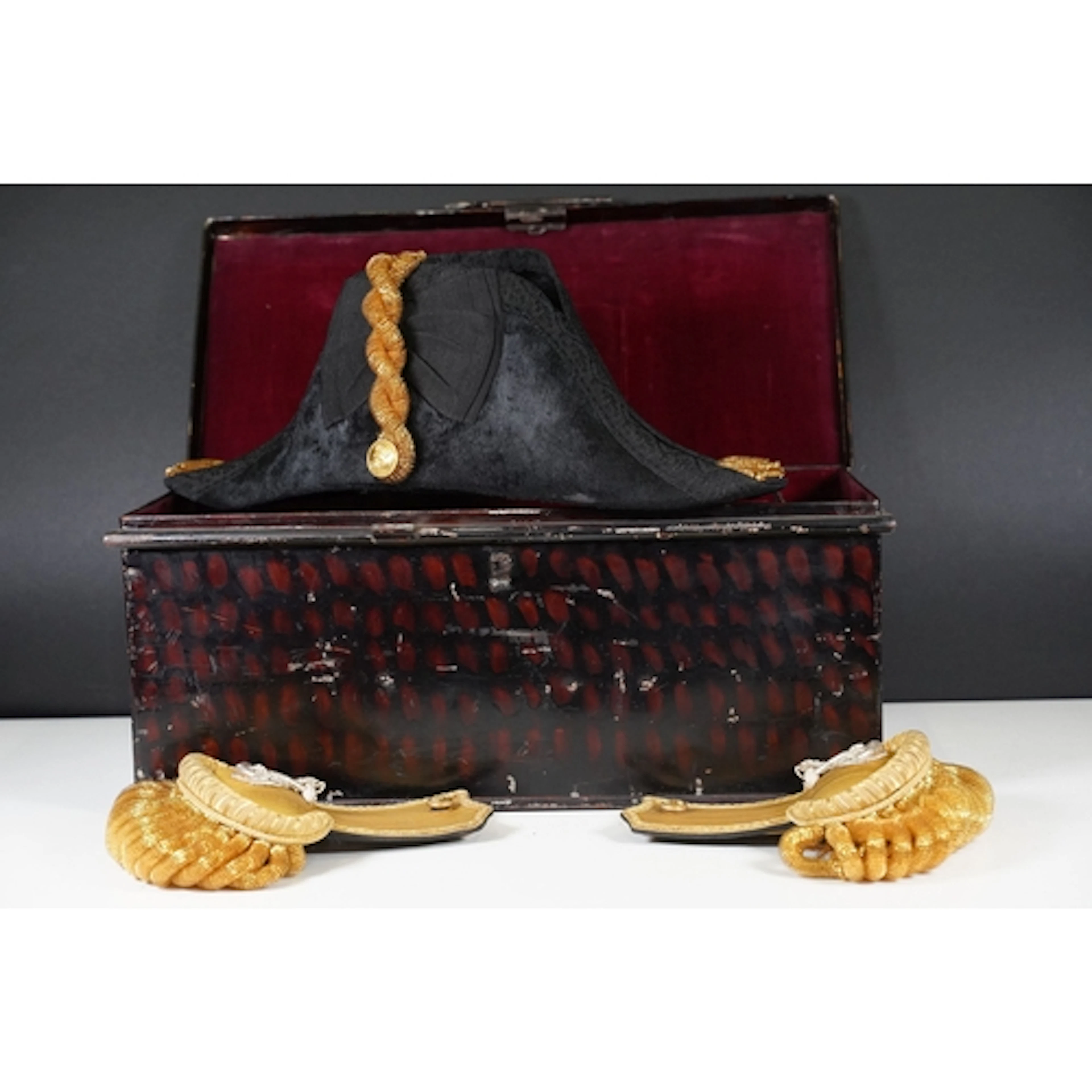 Royal Naval Officer's full dress bicorn hat and pair of epau...