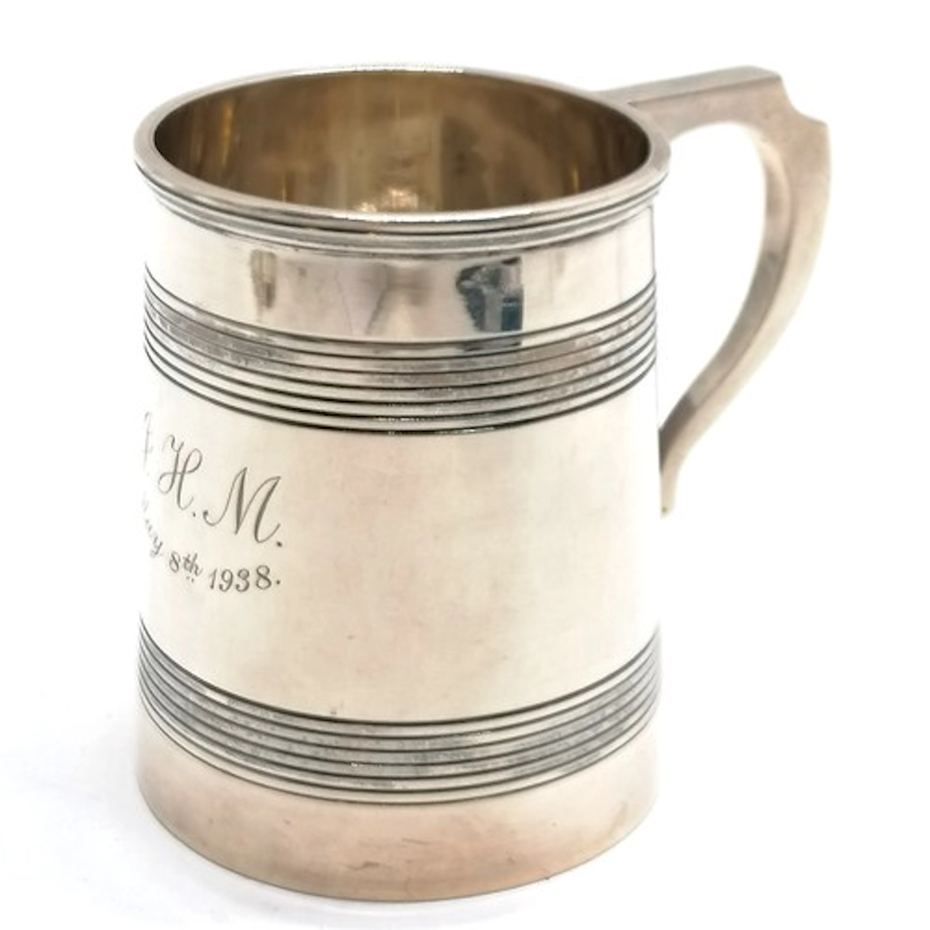 1936 silver tankard by Viner's Ltd (Emile Viner) with 1938 i...