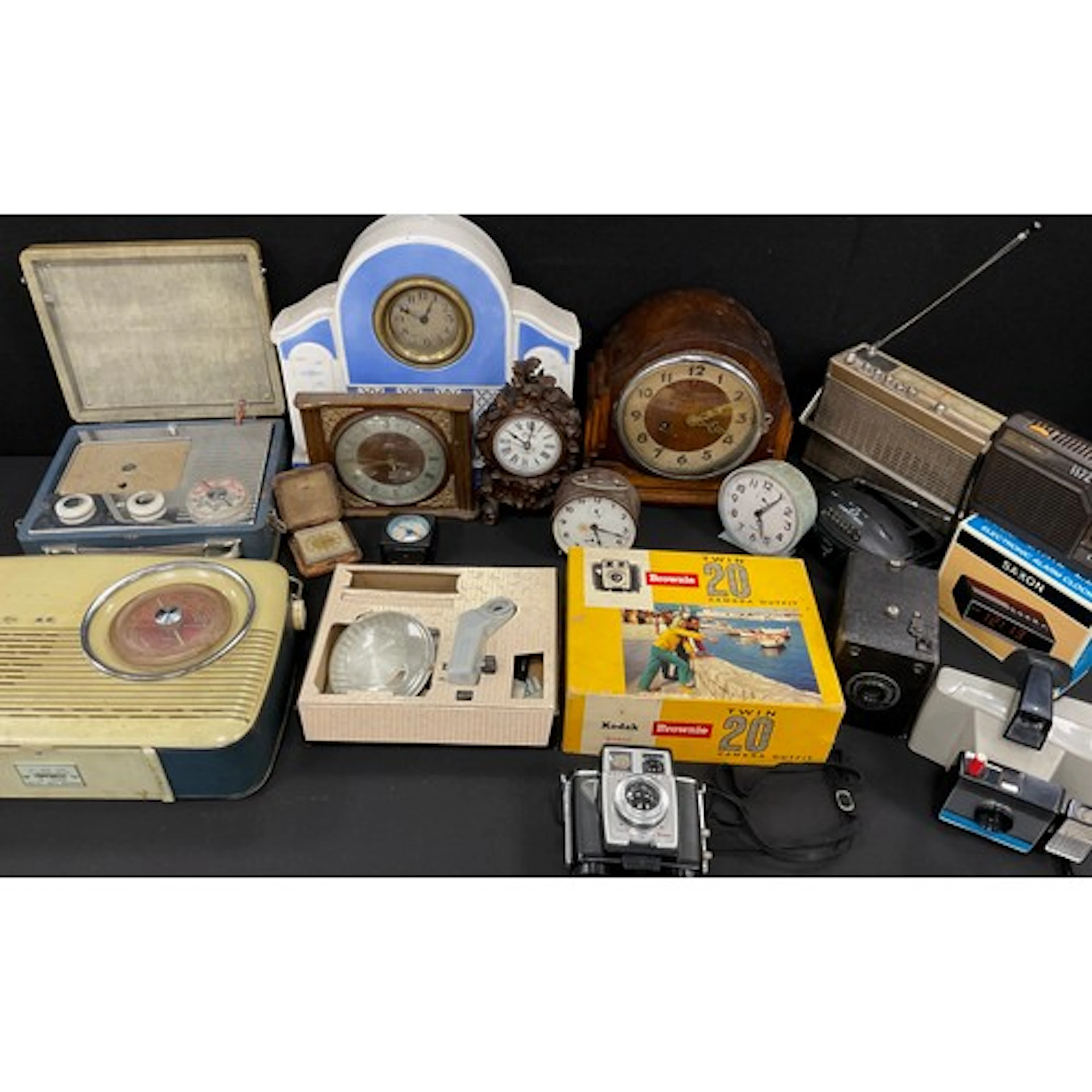 Boxes and objects - Brownie Twin 20 Camera, Polaroid Swinger...