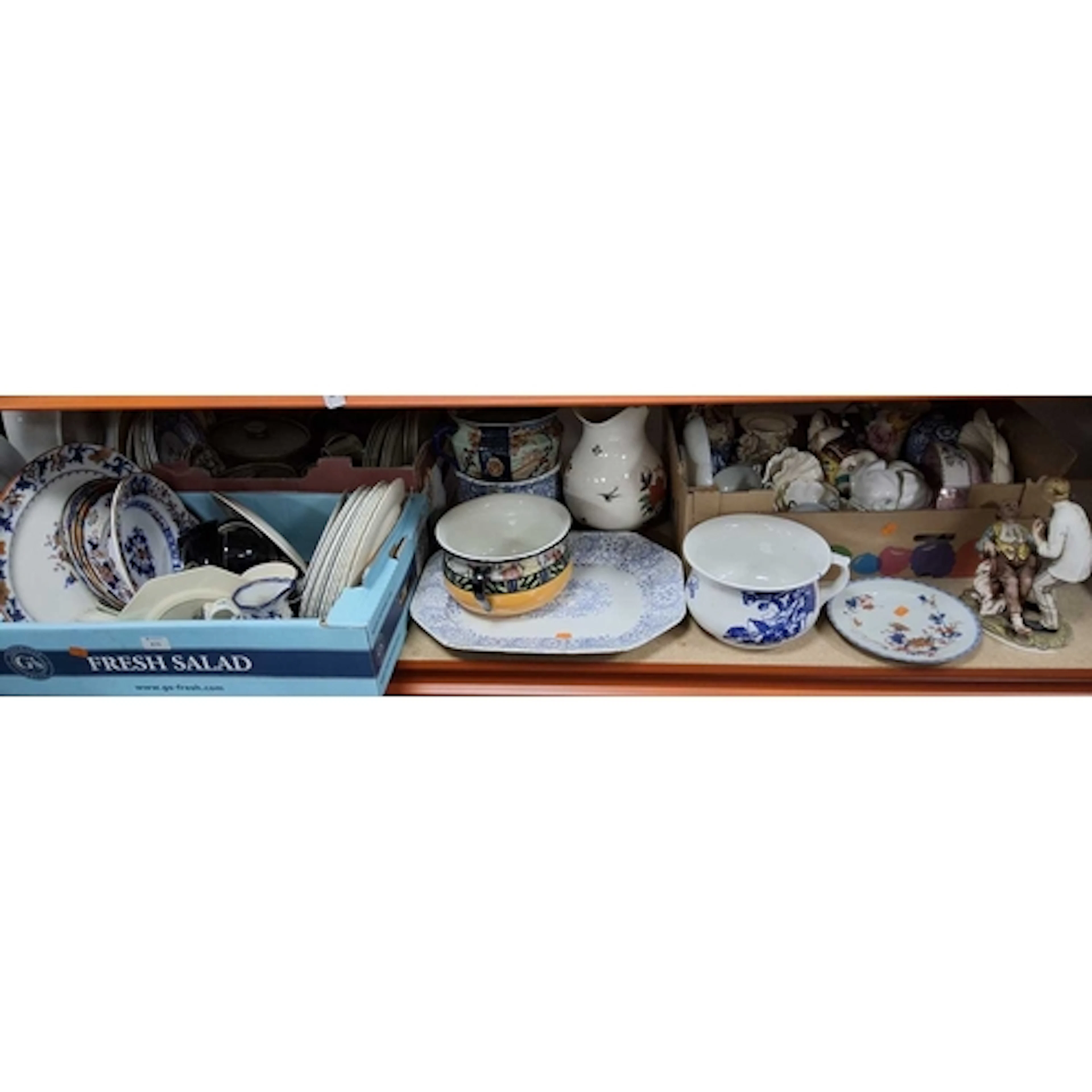 THREE BOXES AND LOOSE CERAMICS, to include Coalport white sc...