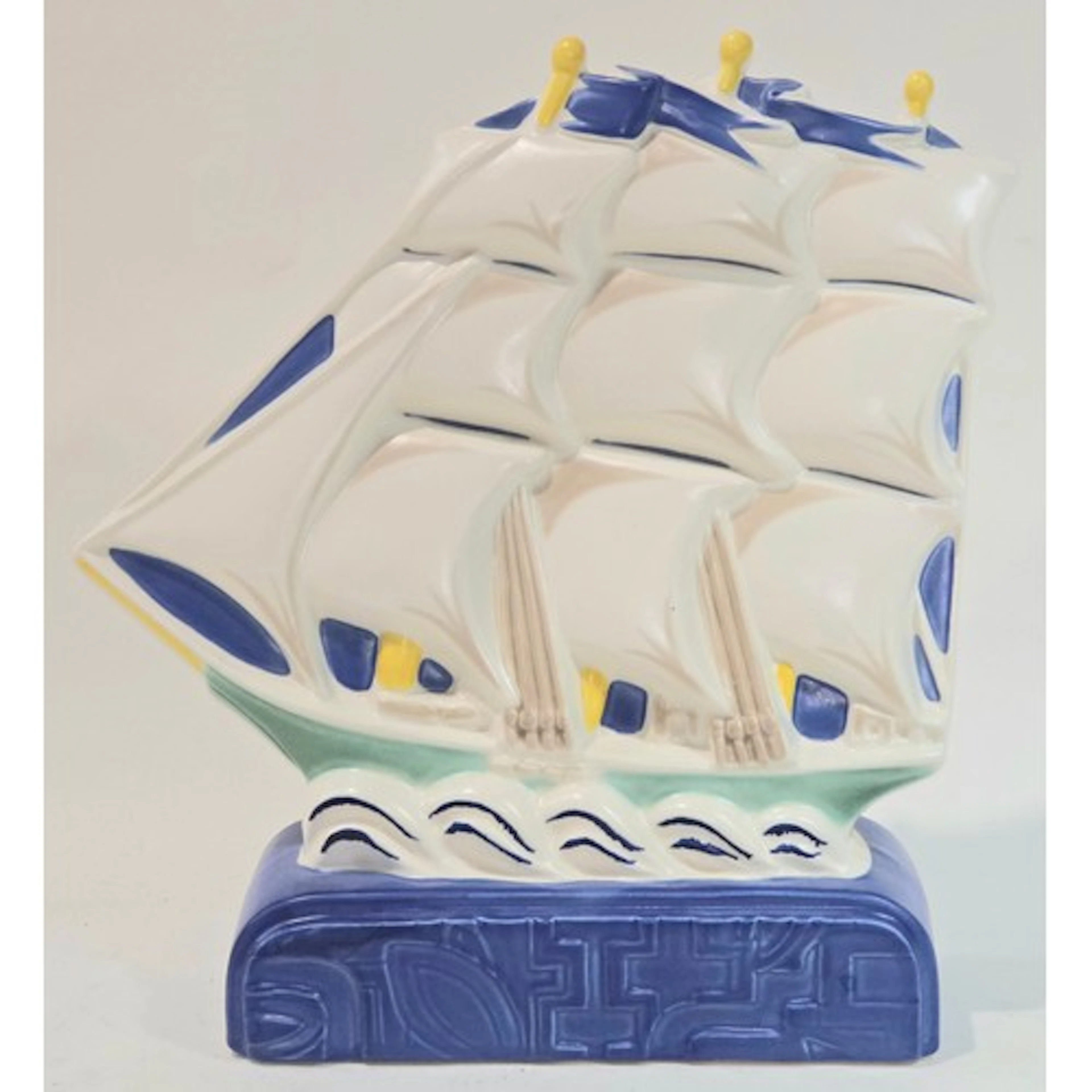 Poole Pottery Studio multi-coloured Galleon 1998.