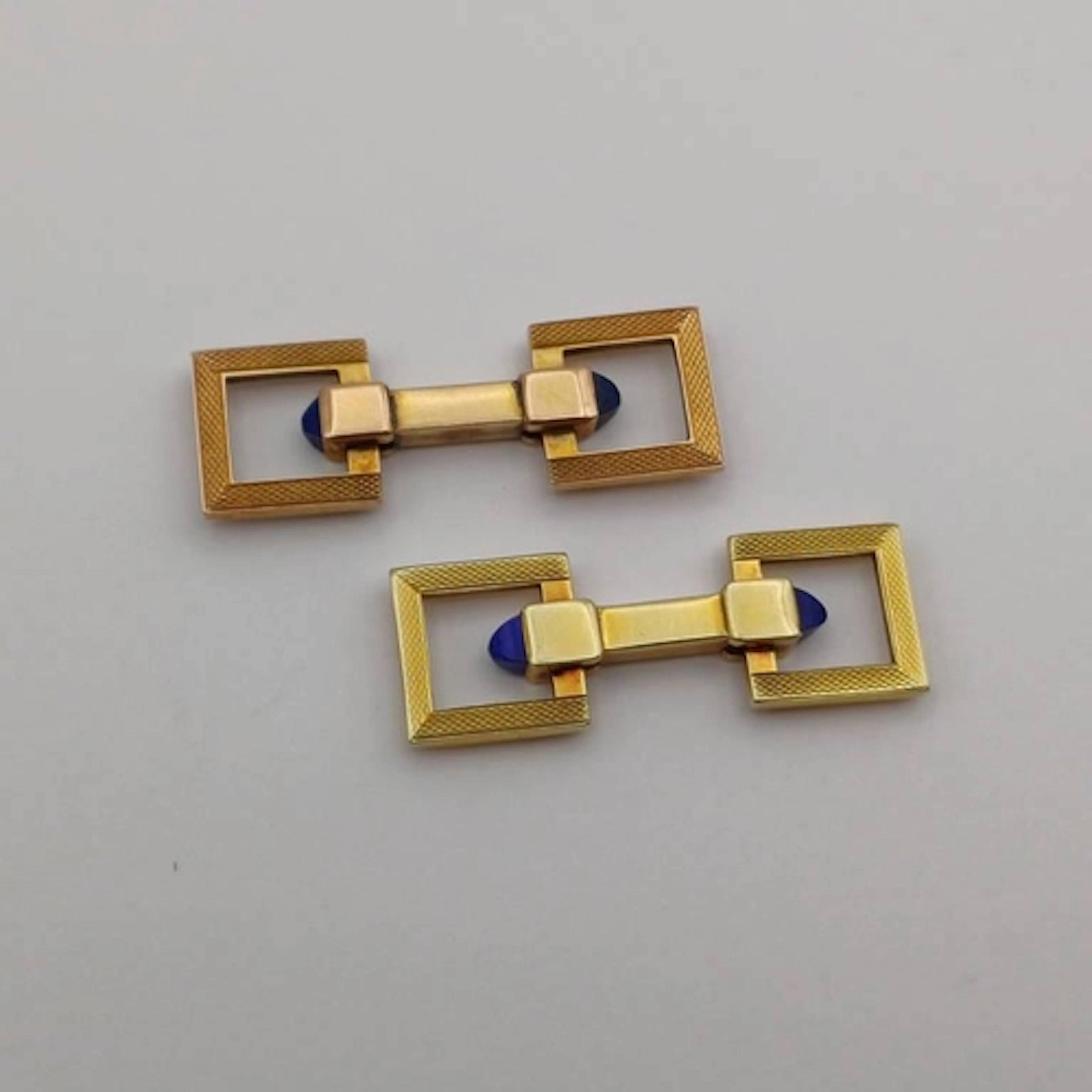 PAIR OF 9CT GOLD LAPIS LAZULI CUFFLINKS - 8.8G