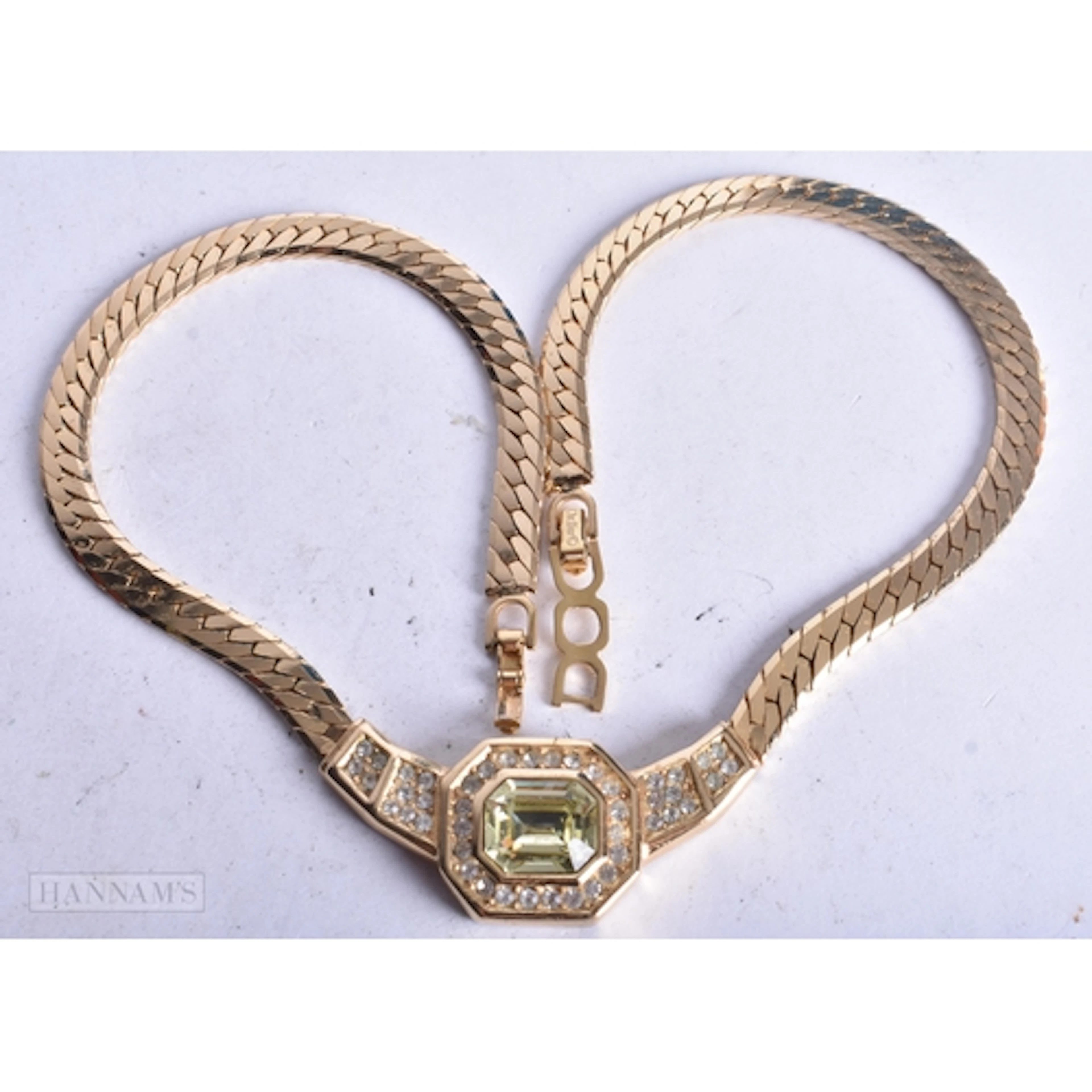 Christian Dior Gold Tone Collar Necklace (41g). 38 cm wide.