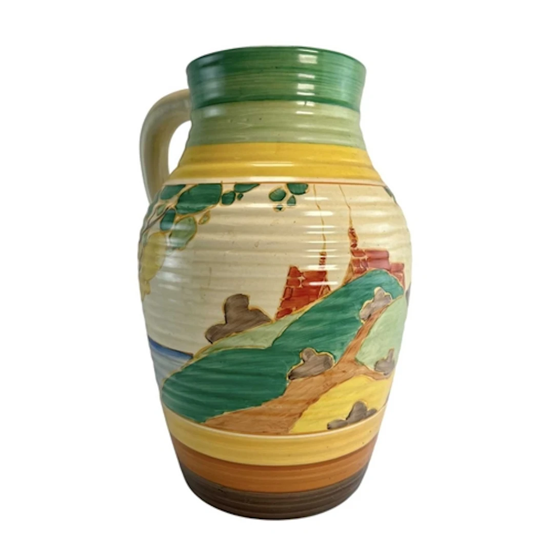 Clarice Cliff - a large Art Deco Lotus jug in 'Secret' patte...