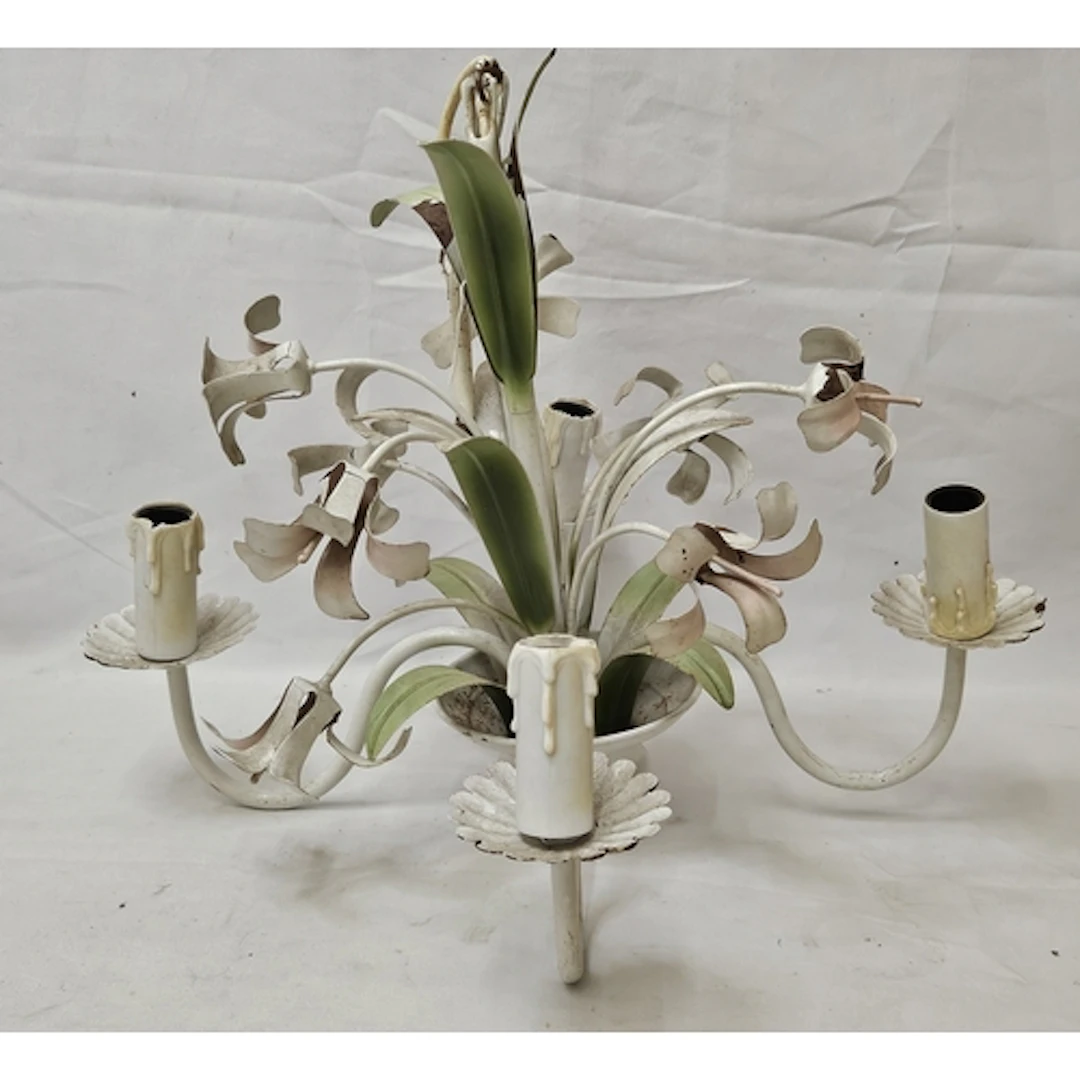 Metal Electrolier, floral design approx. 62cm H A/f
