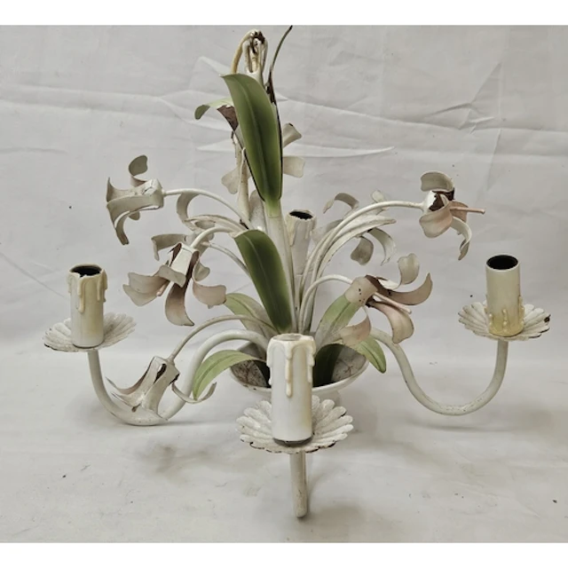 Metal Electrolier, floral design approx. 62cm H A/f