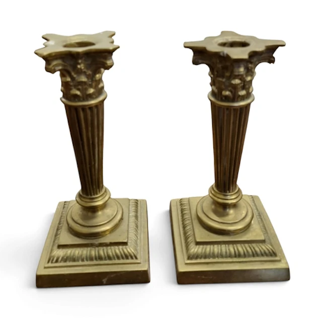 A good pair of 19th Century heavy Brass Candlesticks. H 19 c...