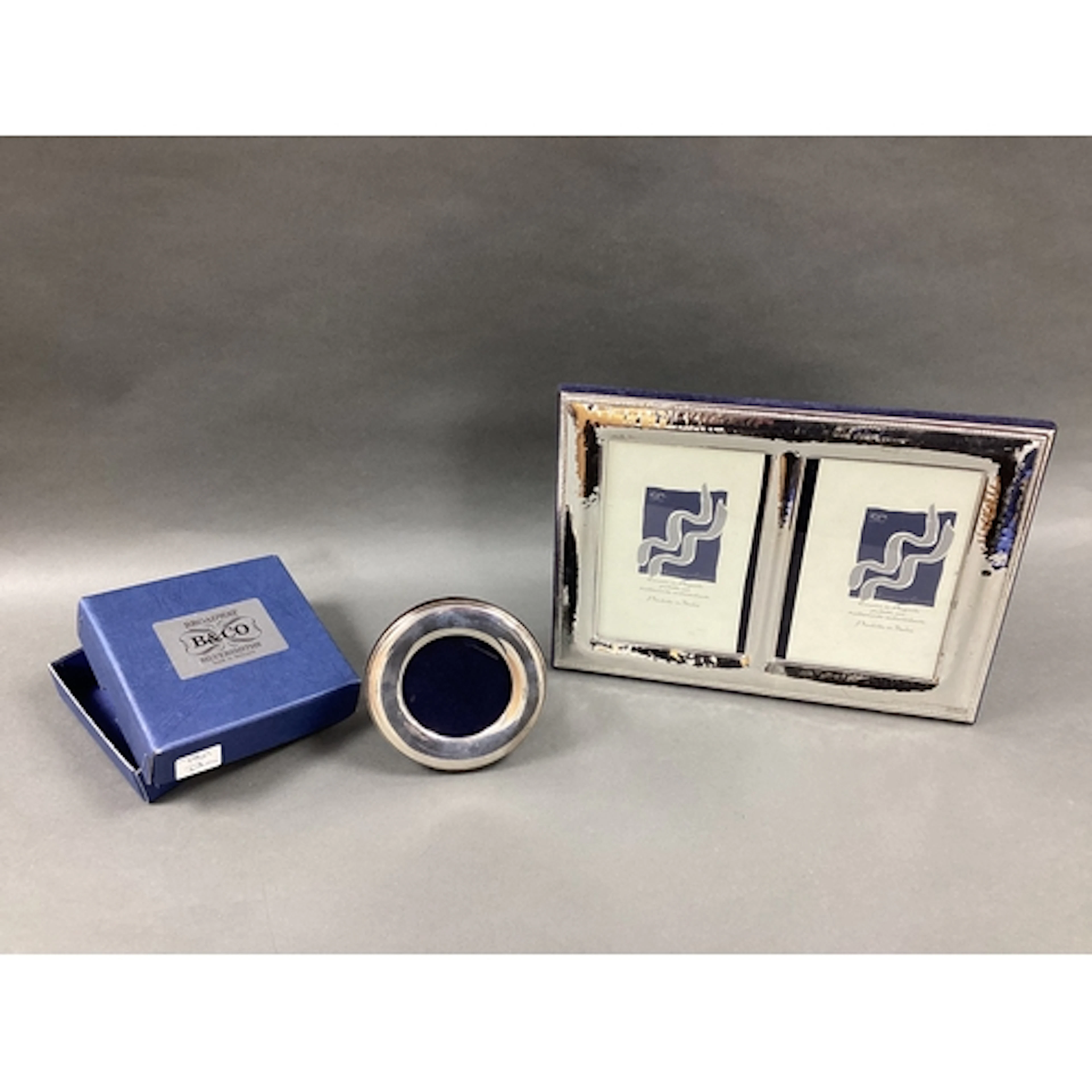 Modern Double Aperture Rectangular Photograph Frame, stamped...