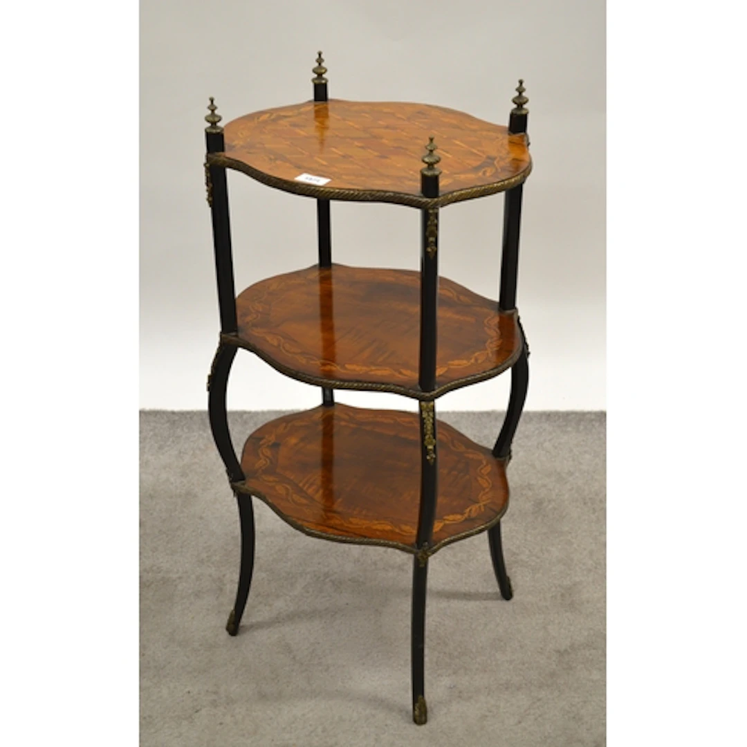 Victorian walnut ebonised and ormolu mounted three tier étag...