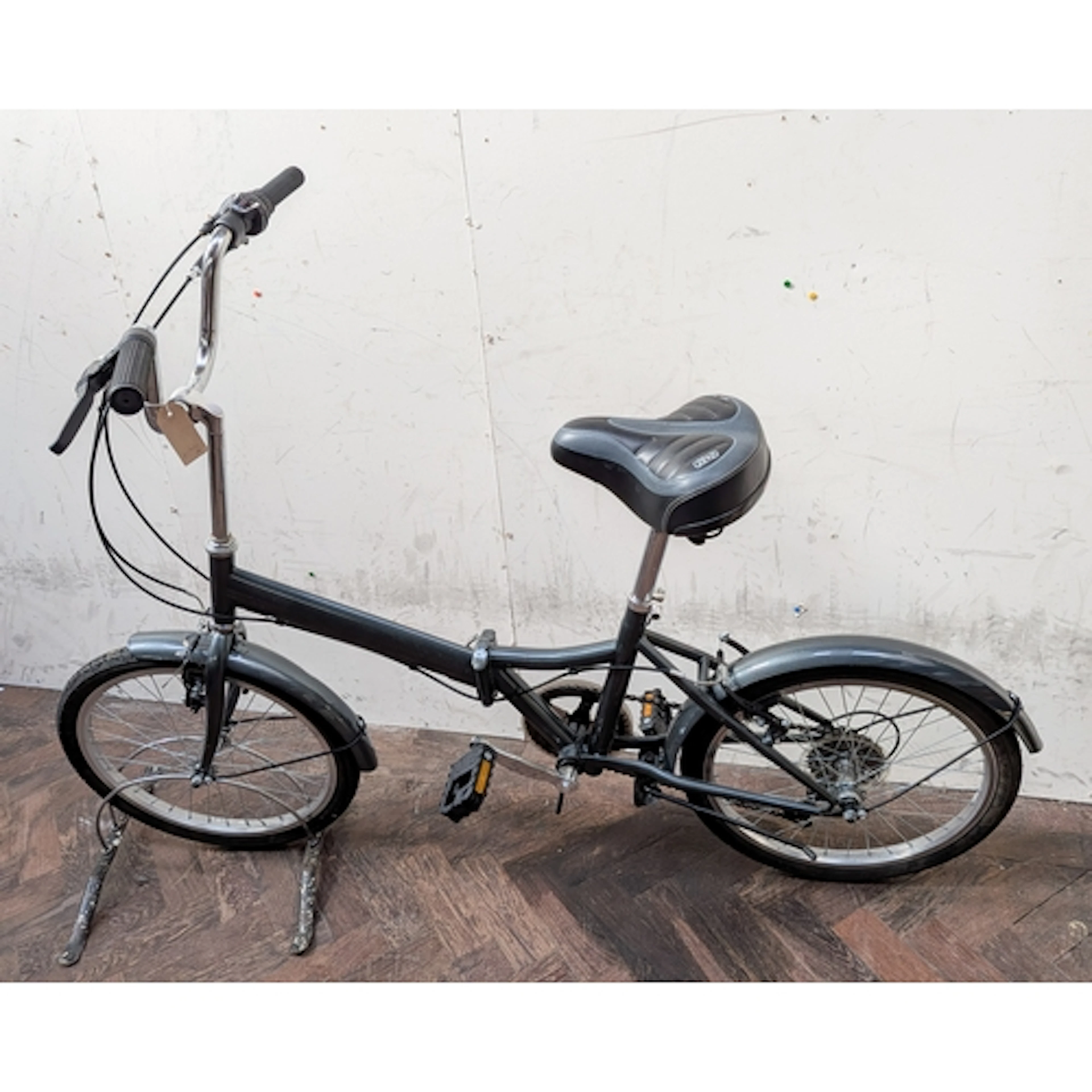 Grey framed folding bicycle