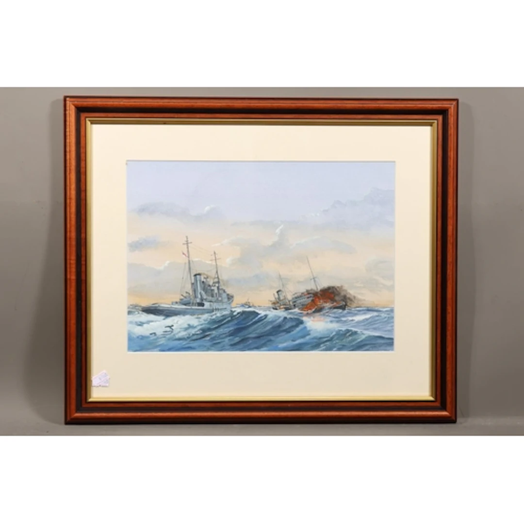 JIM RAE (Scottish Contemporary), rescue tug and burning ship...