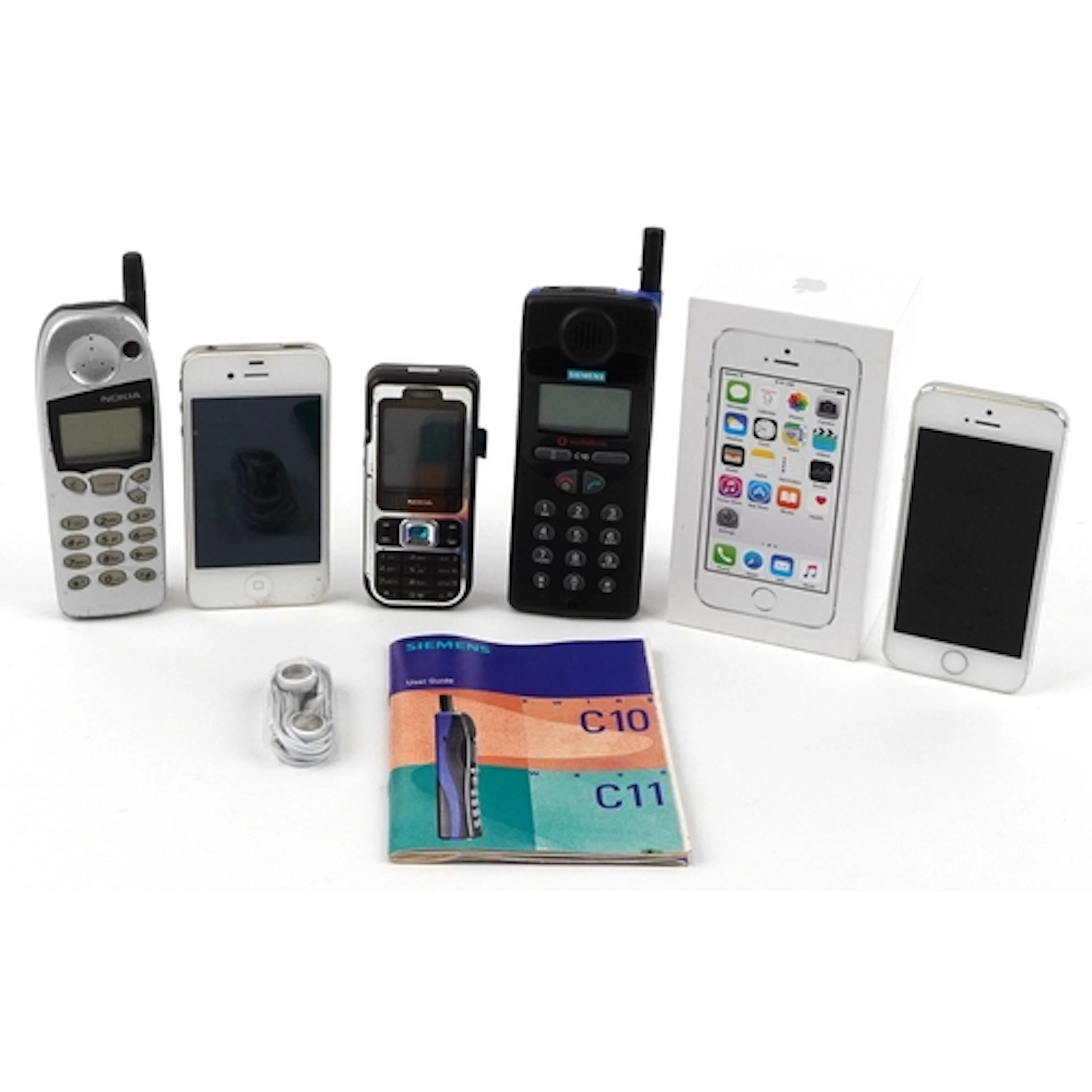 Vintage and later mobile telephones including iPhone model A...