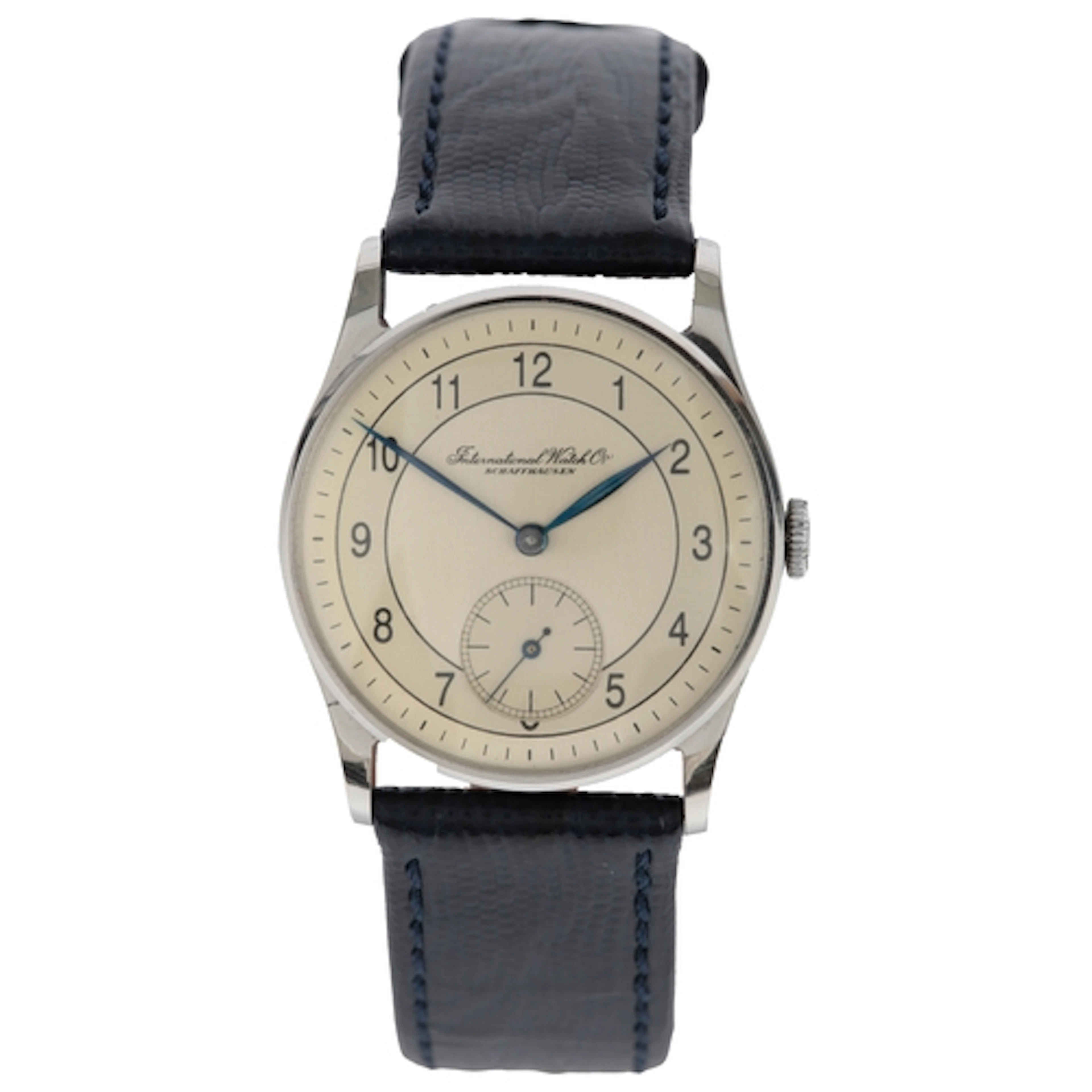 A gentleman's stainless steel IWC manual wind wrist watch, w...