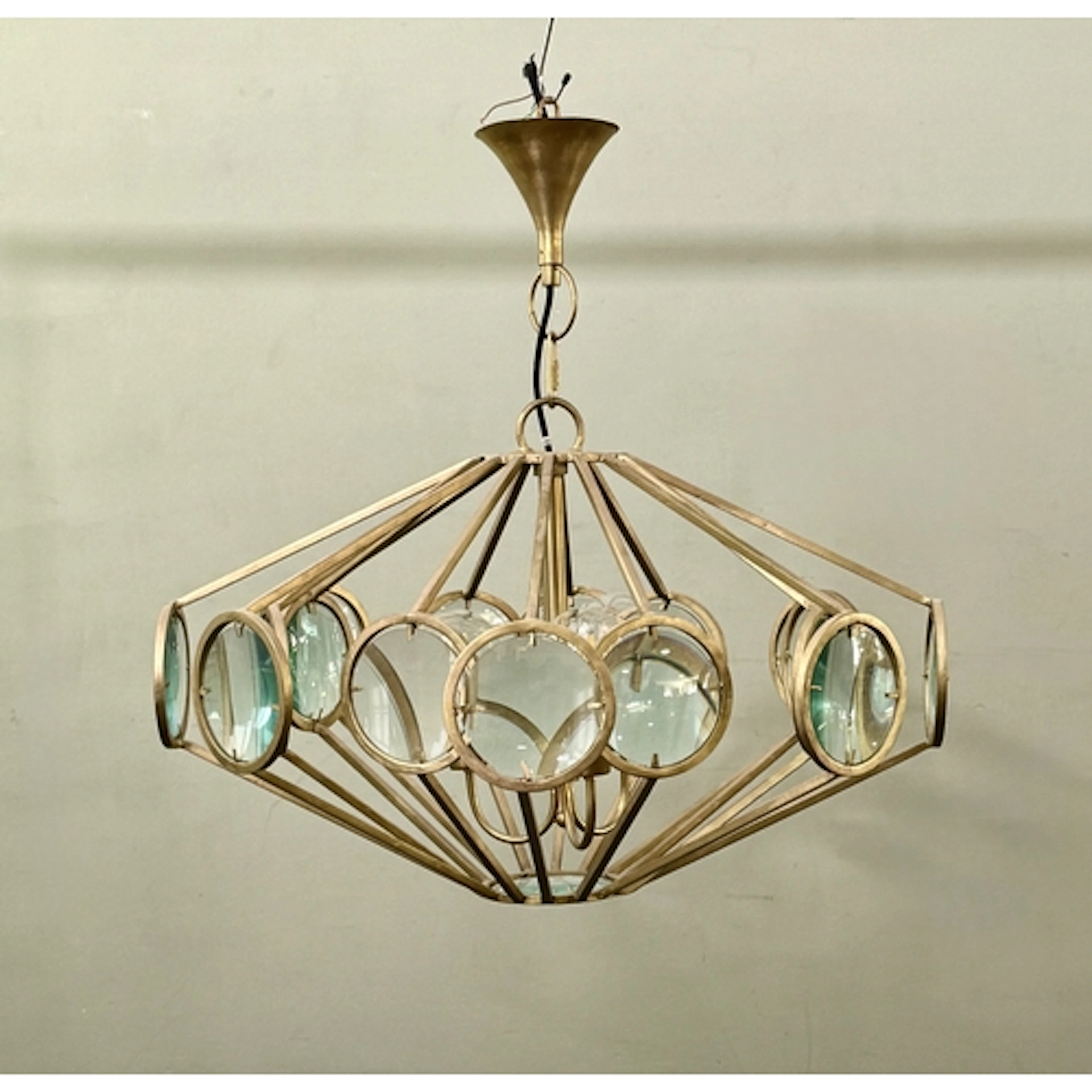 A Graham & Green gilt metal and glass lens ceiling light or ...