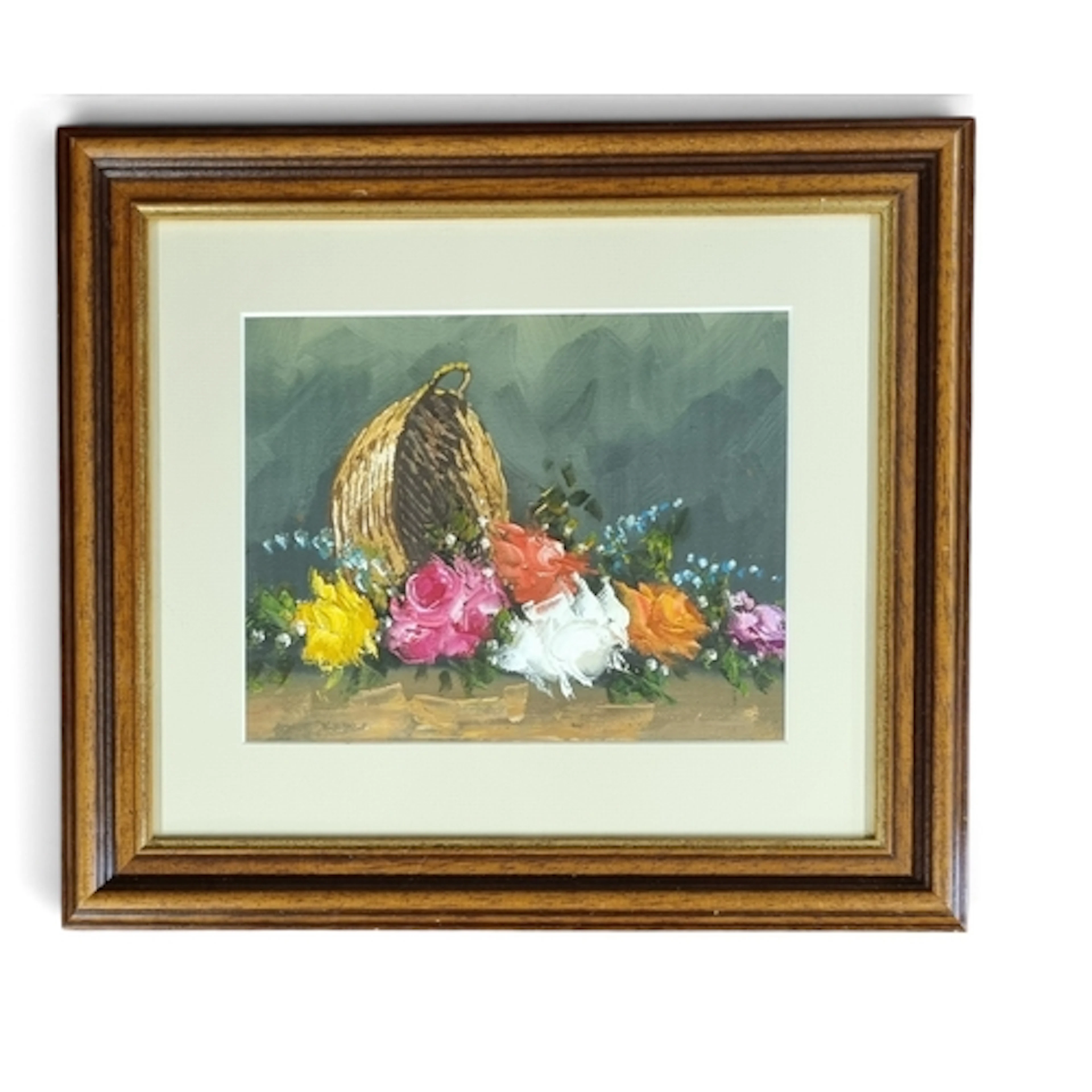 A 20th Century Oil on Paper of a Still Life of Flowers and a...