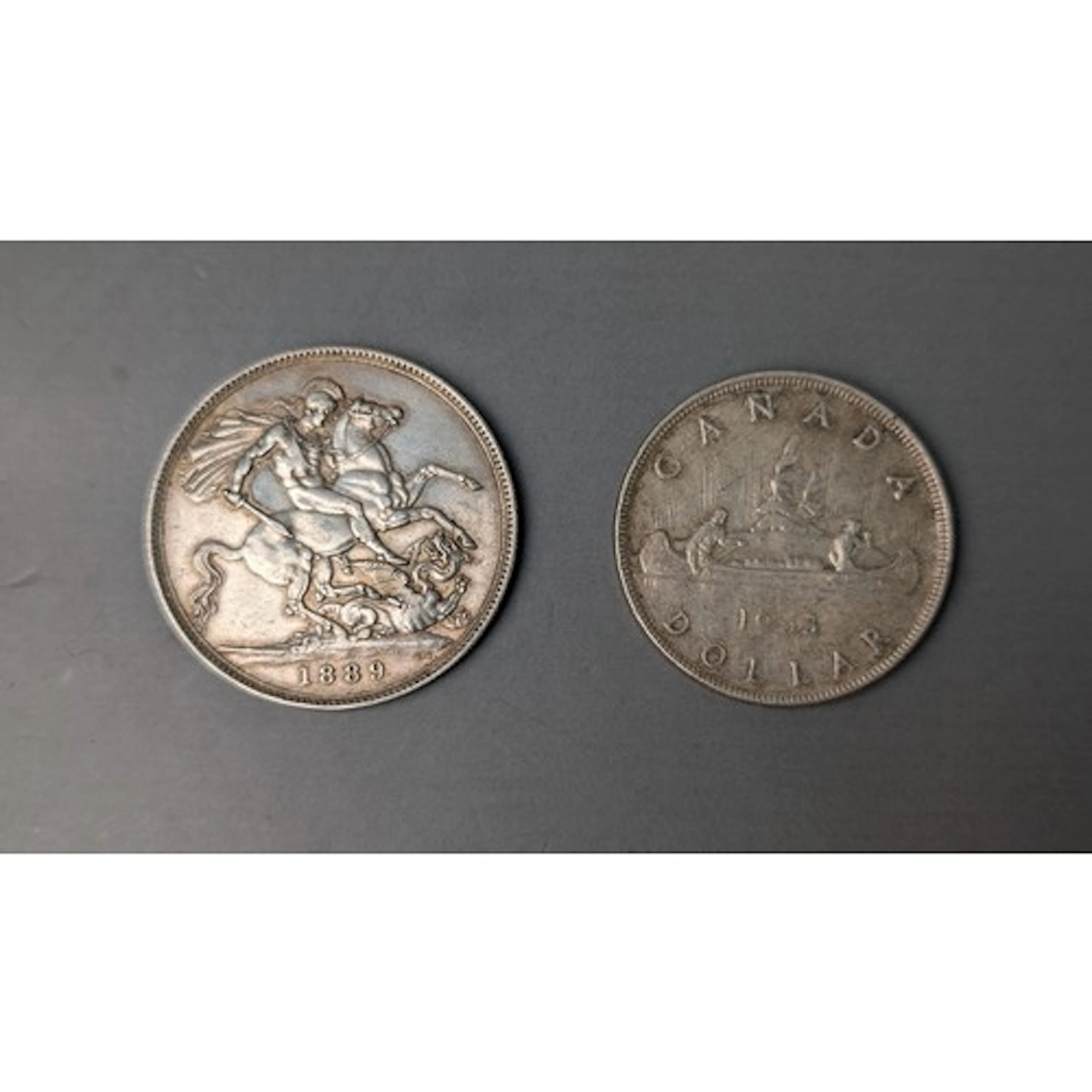 Victoria (Jubilee Head) 1889 crown and an Elizabeth II Canad...