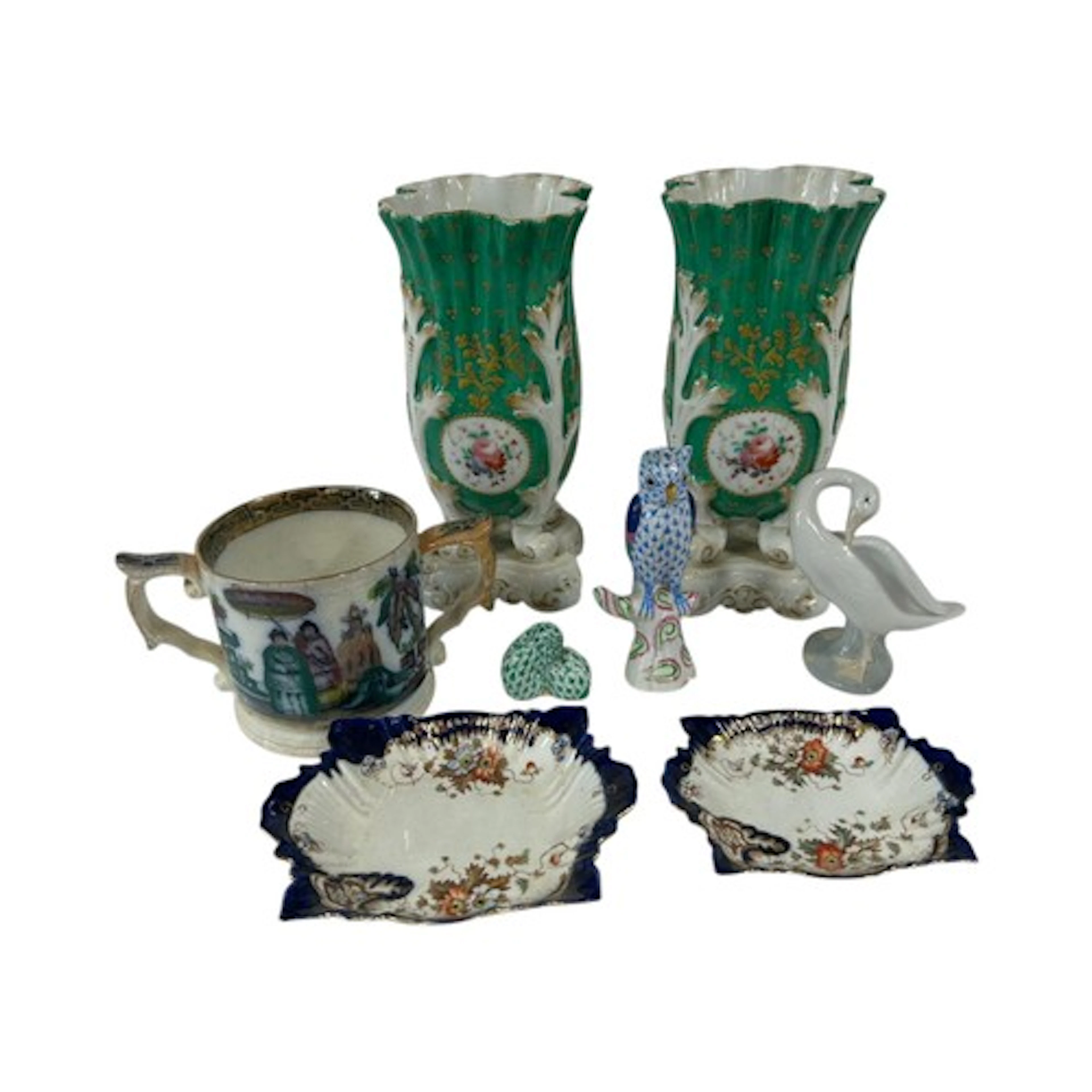 A pair of 19th century Continental porcelain vases with hand...