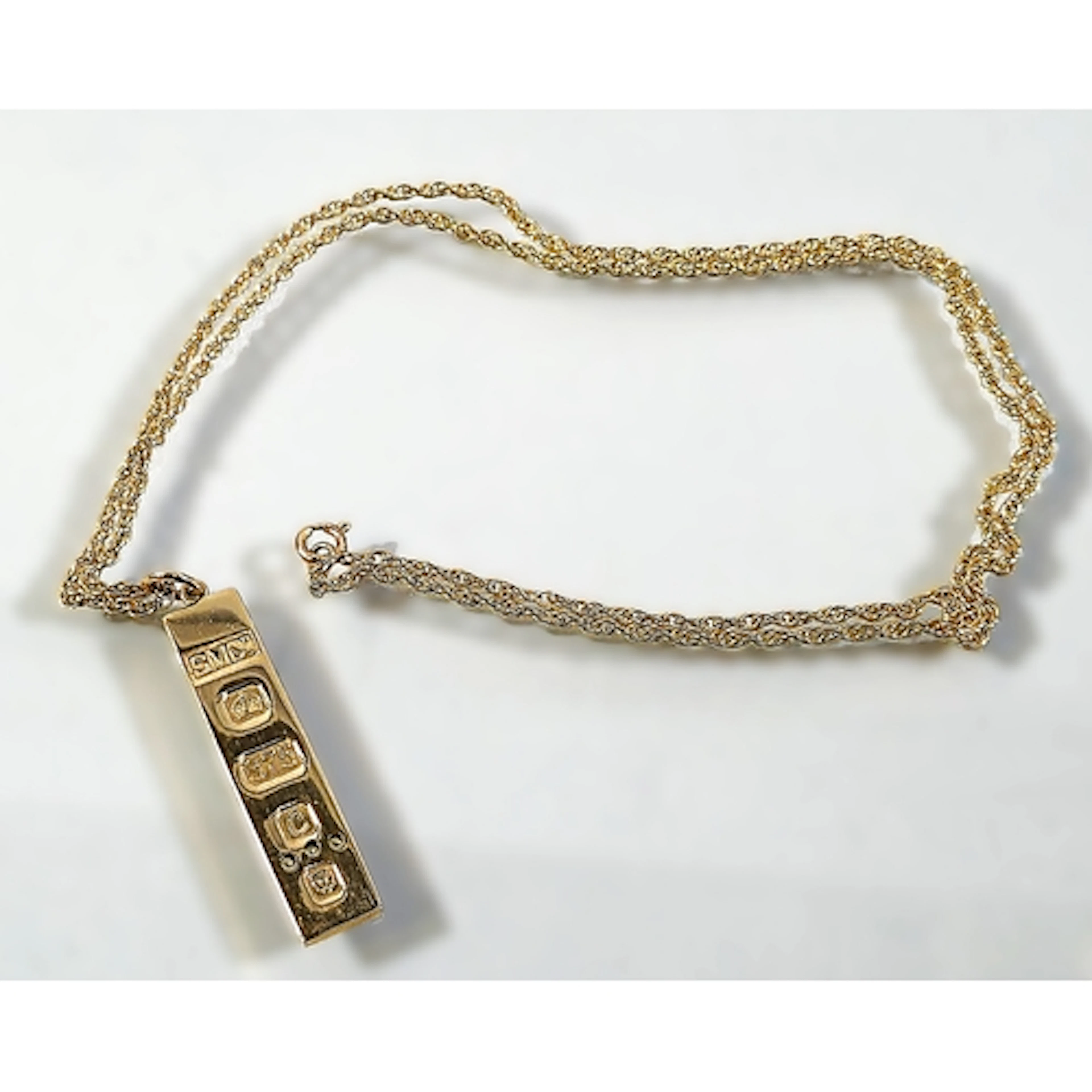 9ct gold and diamond ingot pendant, Hallmarks for London wit...
