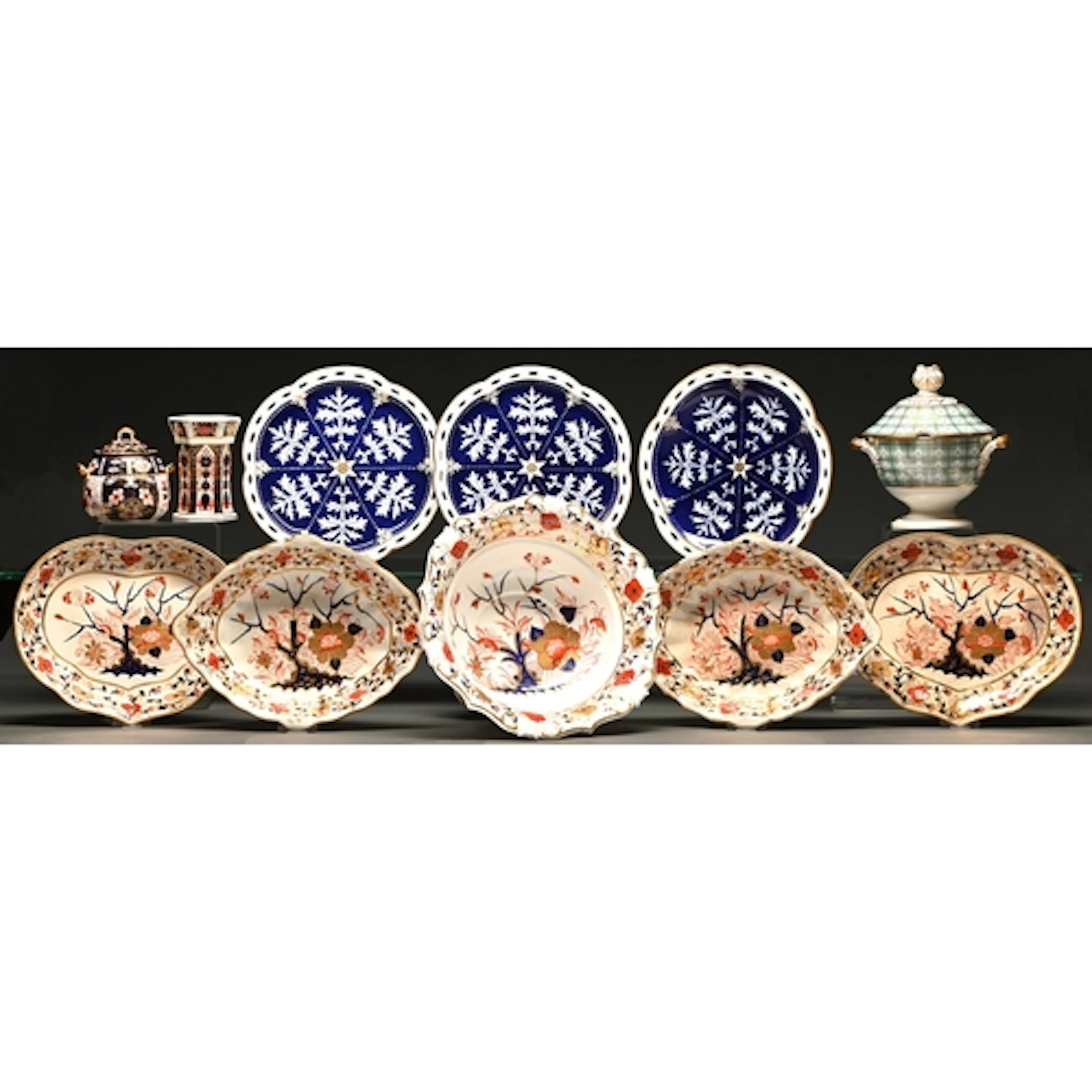 A Royal Crown Derby Imari pattern sucrier and cover and hexa...