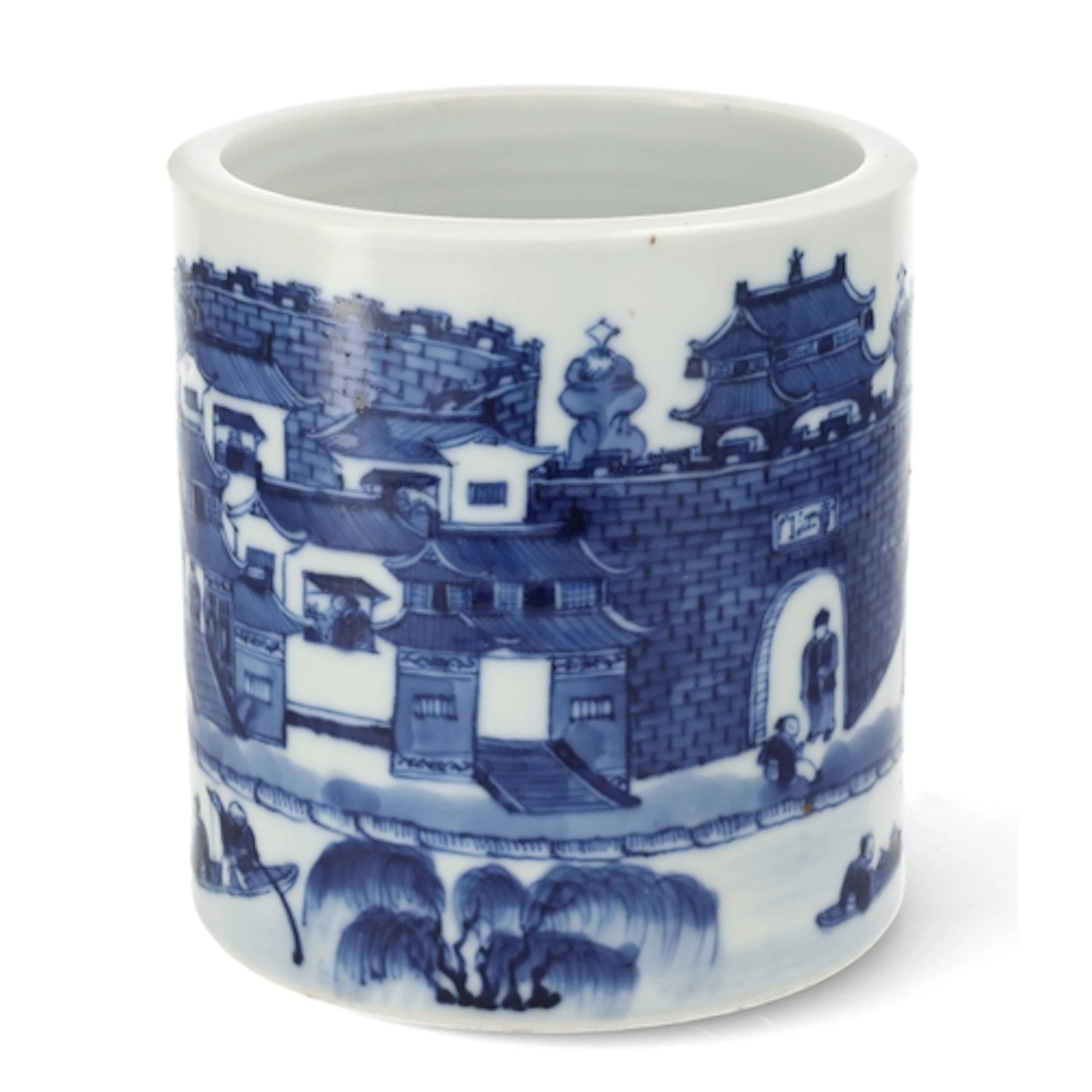 A 19TH CENTURY CHINESE BLUE AND WHITE BITONG With four chara...