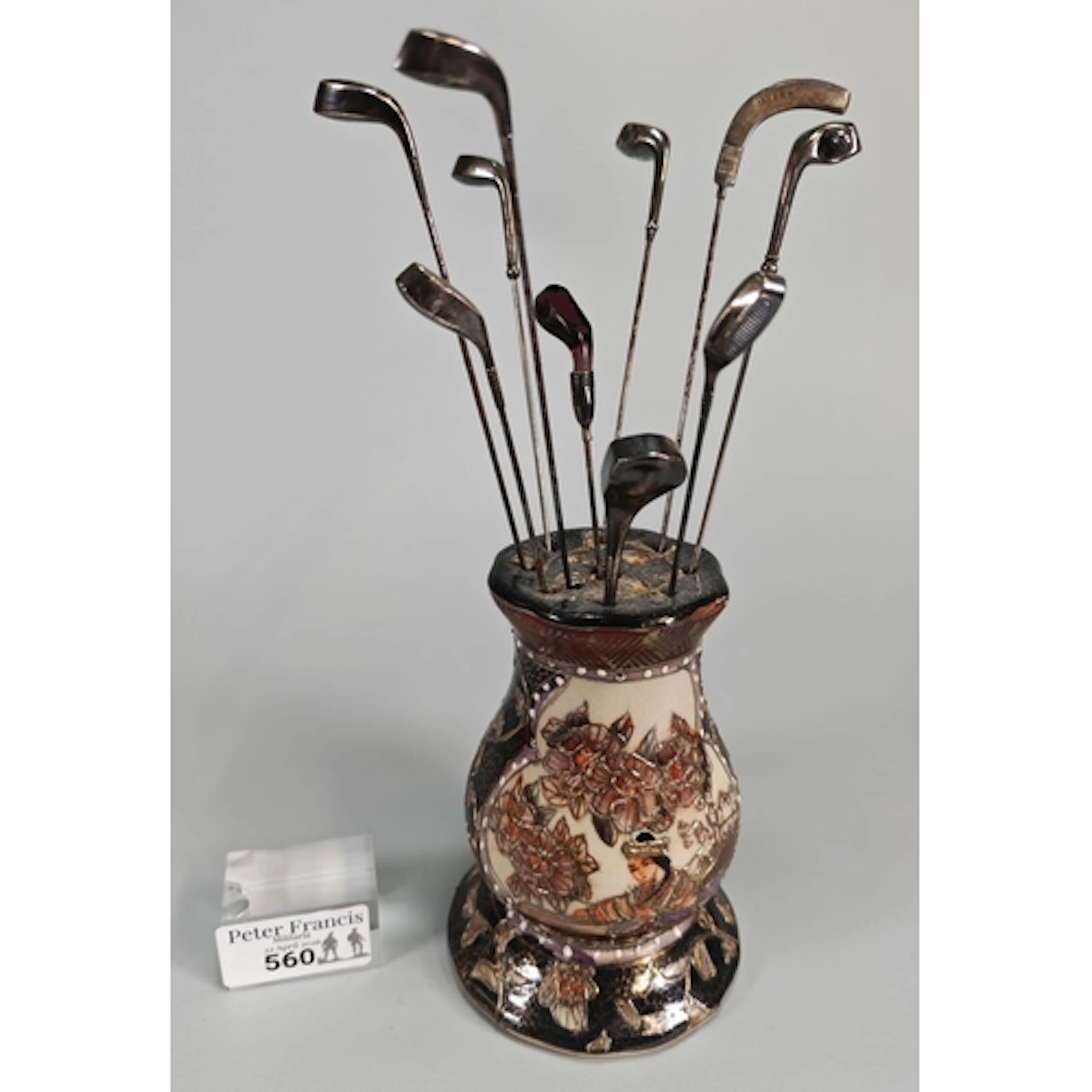 Japanese ceramic hatpin holder together with a collection of...