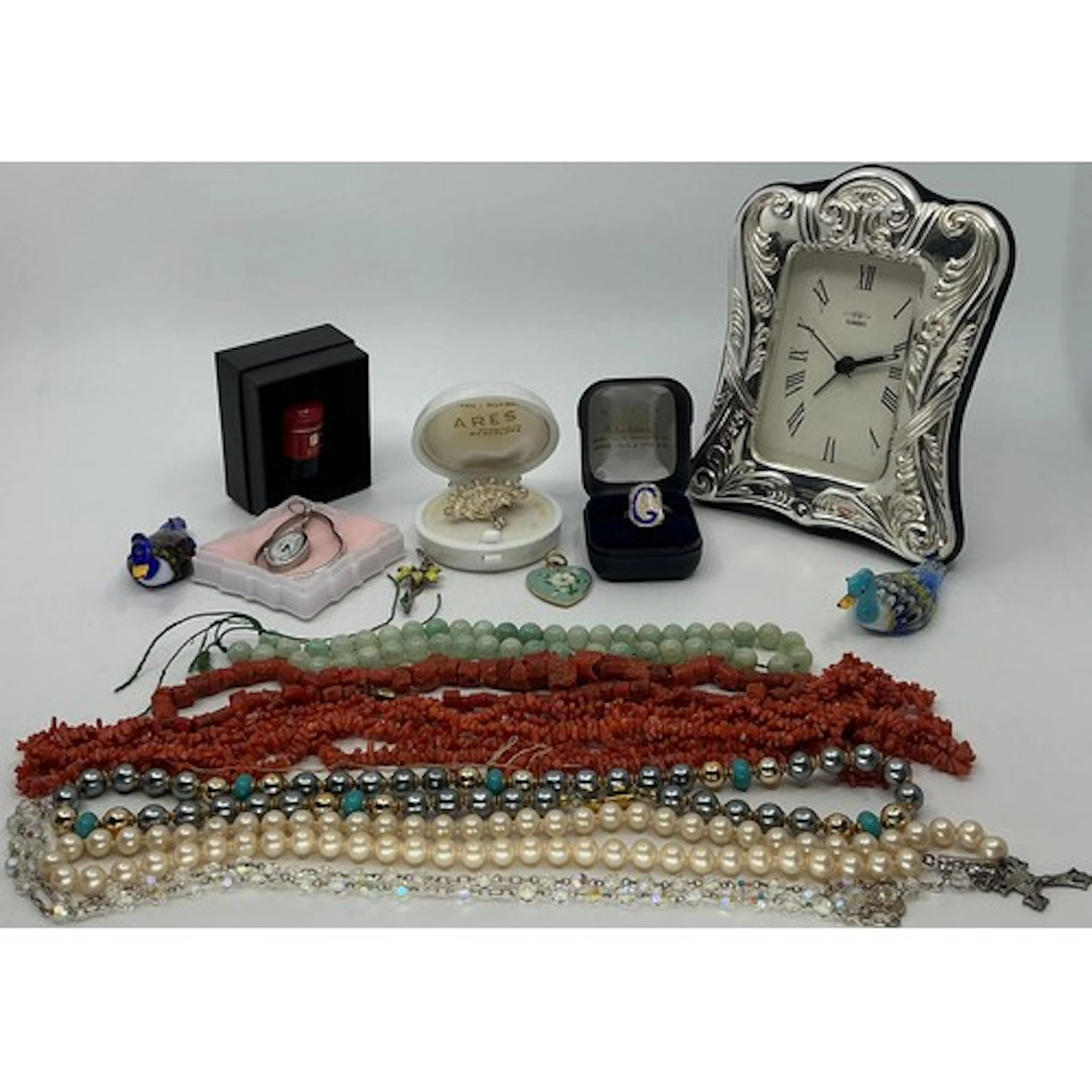 A graduated red coral bead necklace, other coral necklaces; ...
