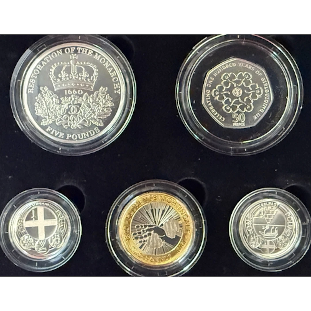 UK 2010 Silver Piedfort Celebration five-coin set, comprisin...