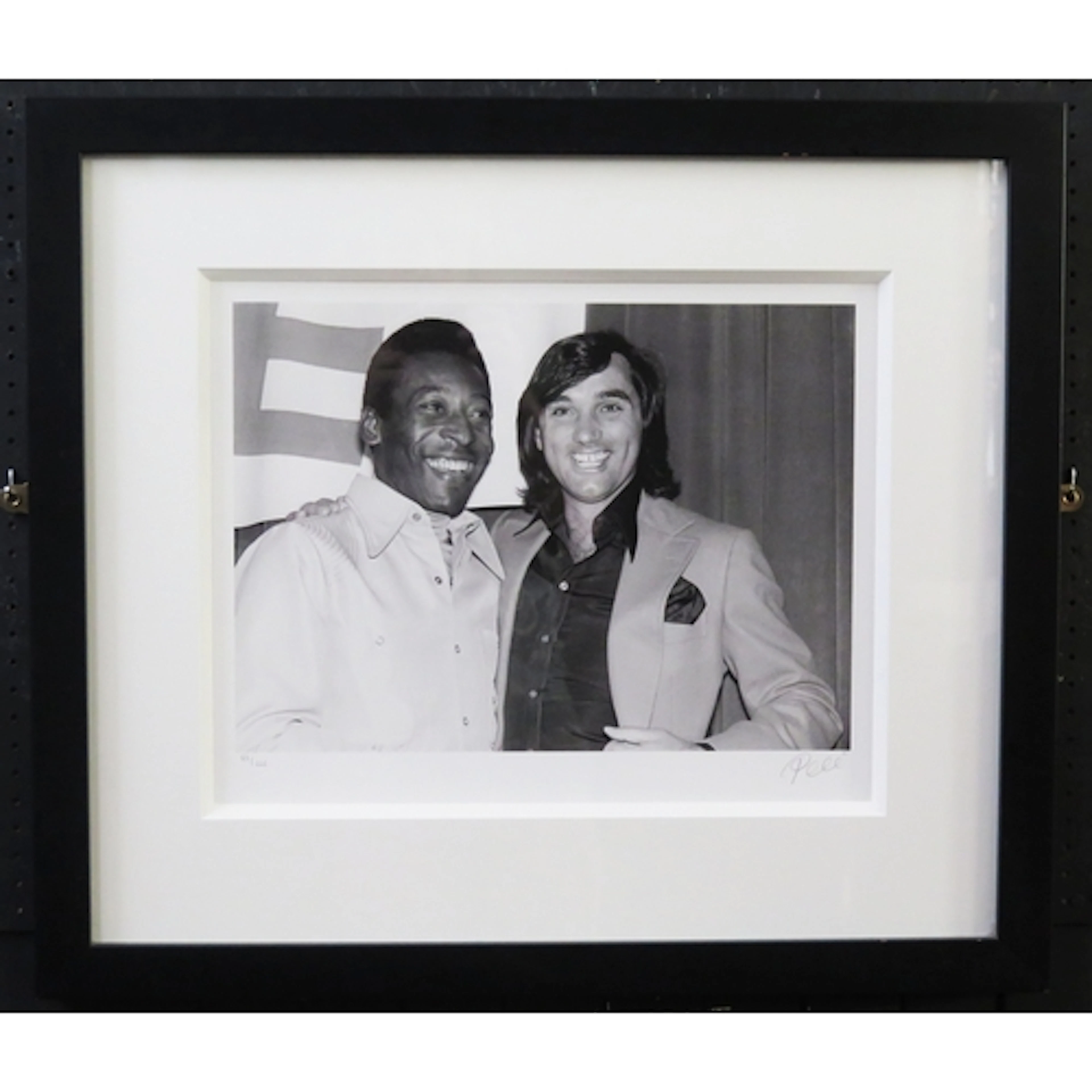 Pele autographed Pele with George Best black and white photo...