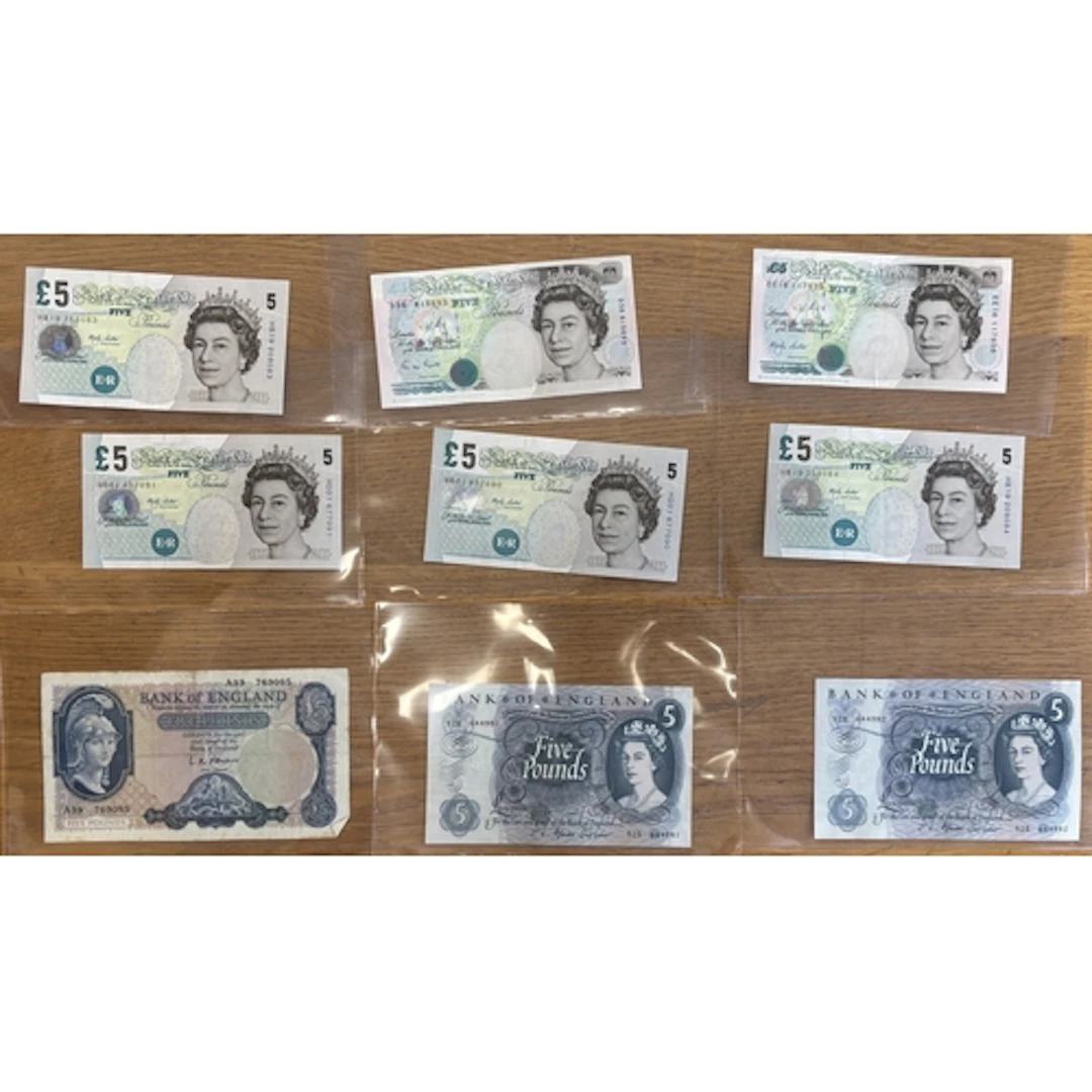Collection of mostly £5 and £10 notes, generally very fine t...