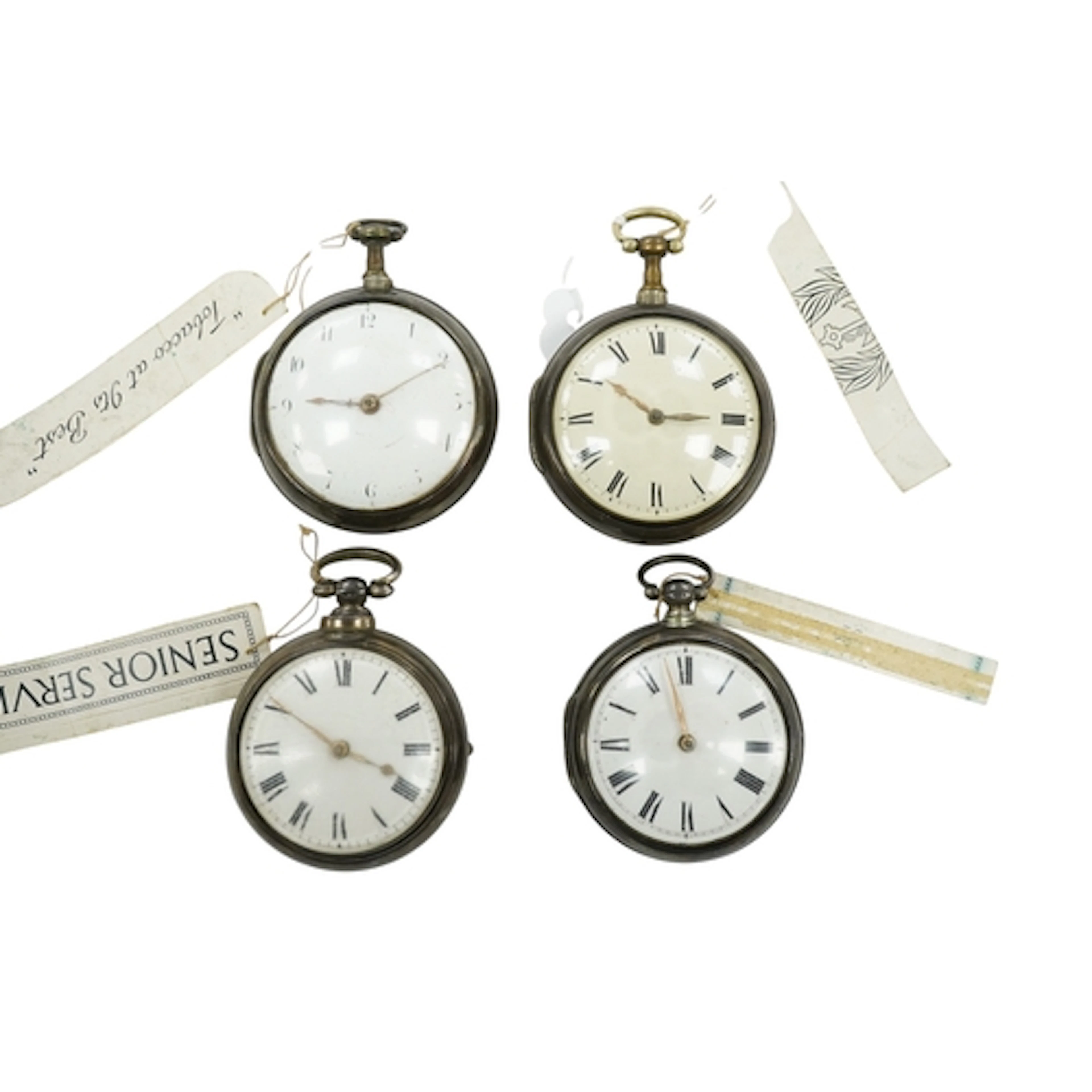 Four assorted George III silver pair cased keywind verge poc...