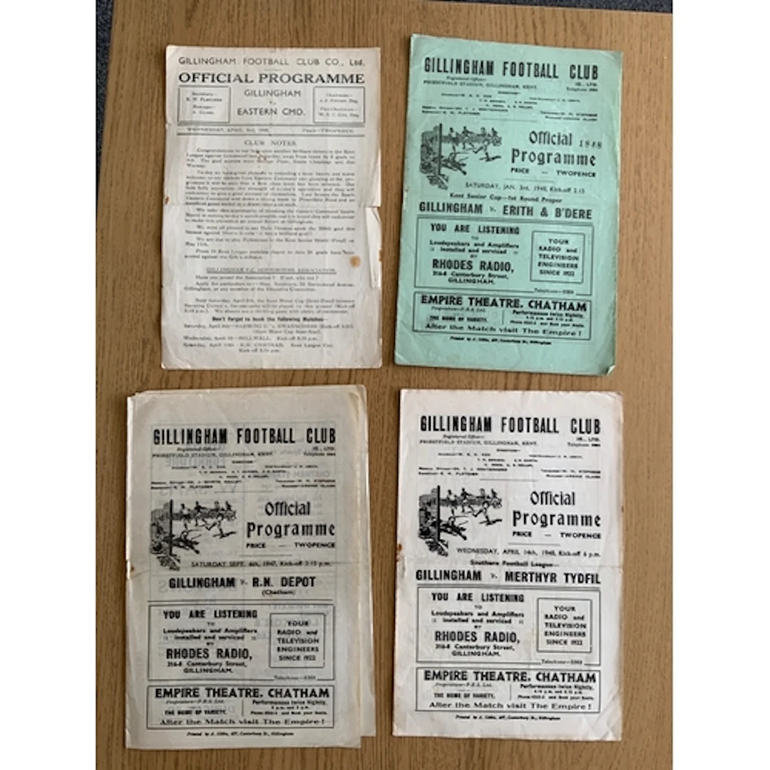 Gillingham 1940s Home Football Programmes: 45/46 Eastern Com...