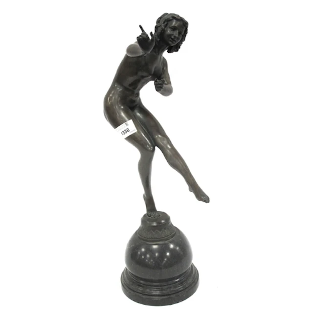 After Claire JR Colinet, French Art Deco bronze sculpture "T...