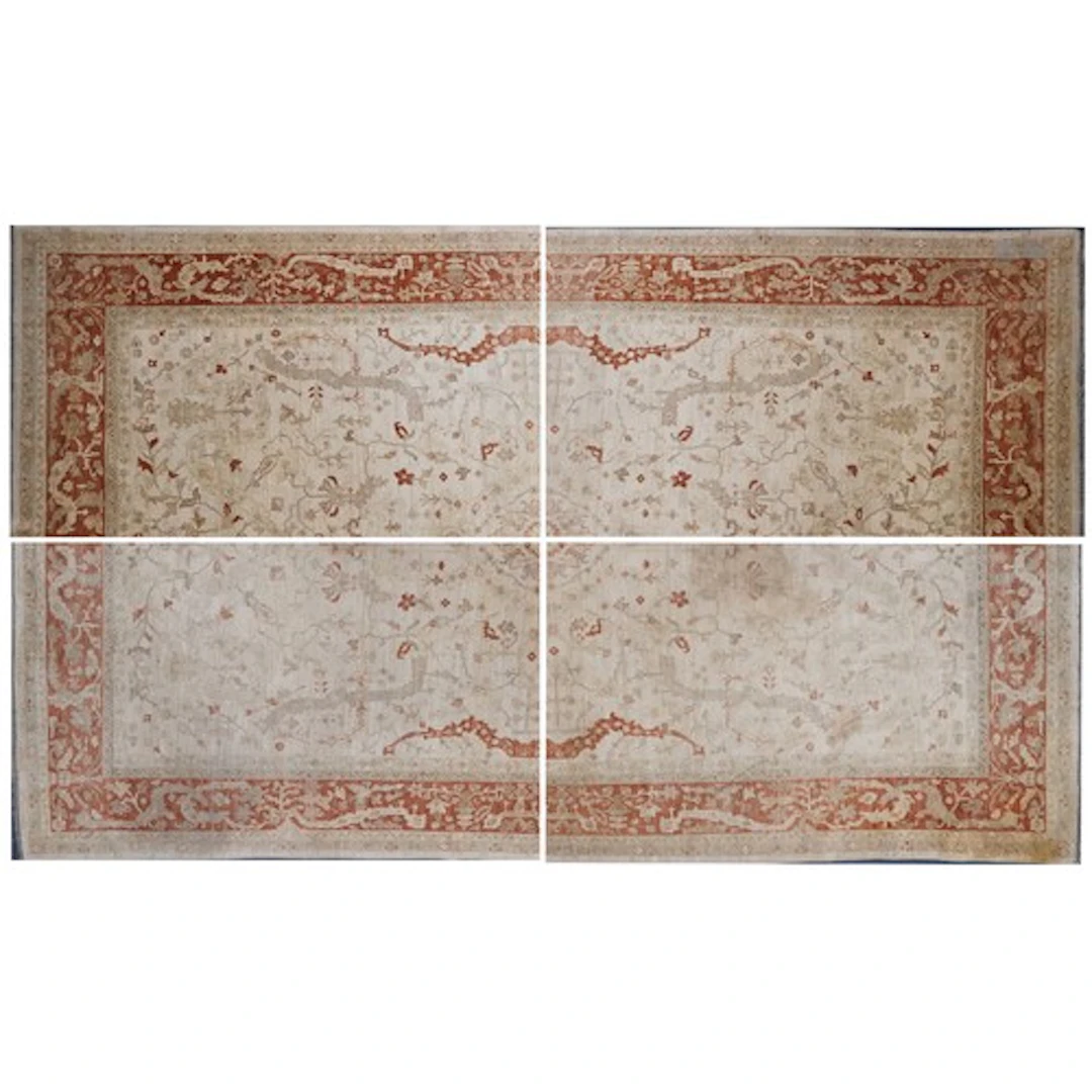 Large Oushak design Pakistani rug with ivory/beige field wit...