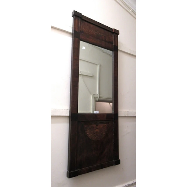 19th Century mahogany inlaid wall mirror, with rectangular l...