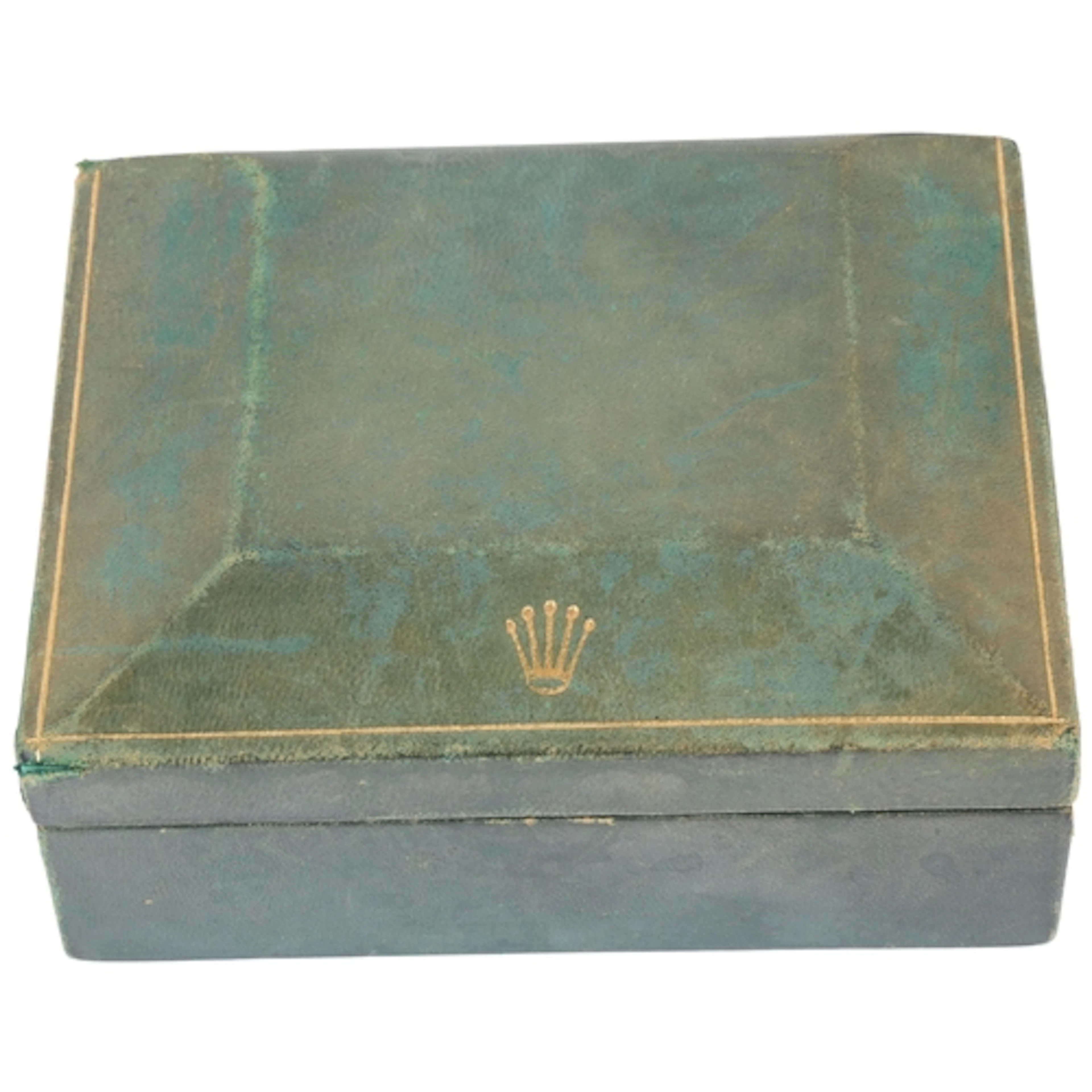 ROLEX - a Vintage green leather trapezoidal tower watch box,...