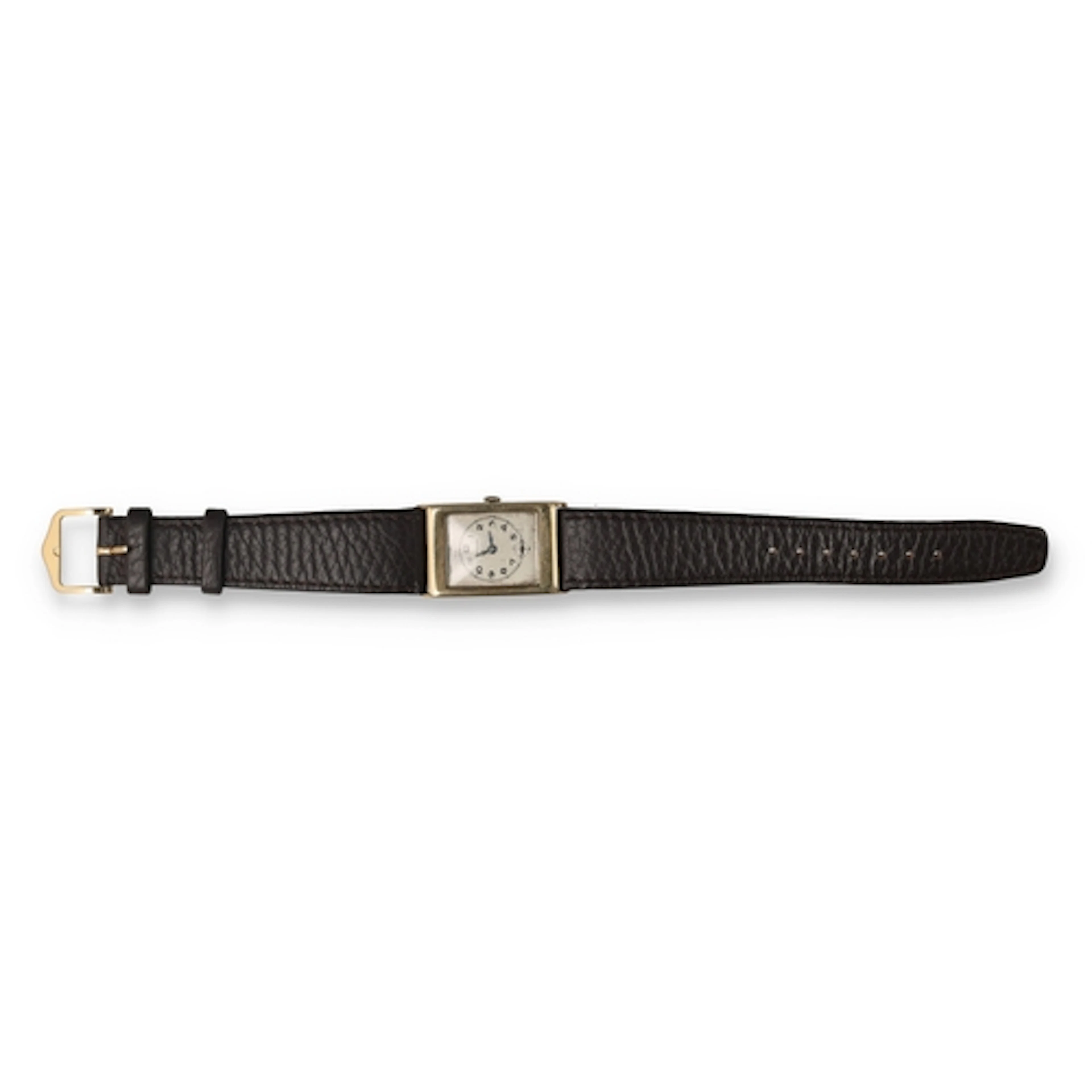 A 9CT GOLD CRUSADER WATCH With leather strap