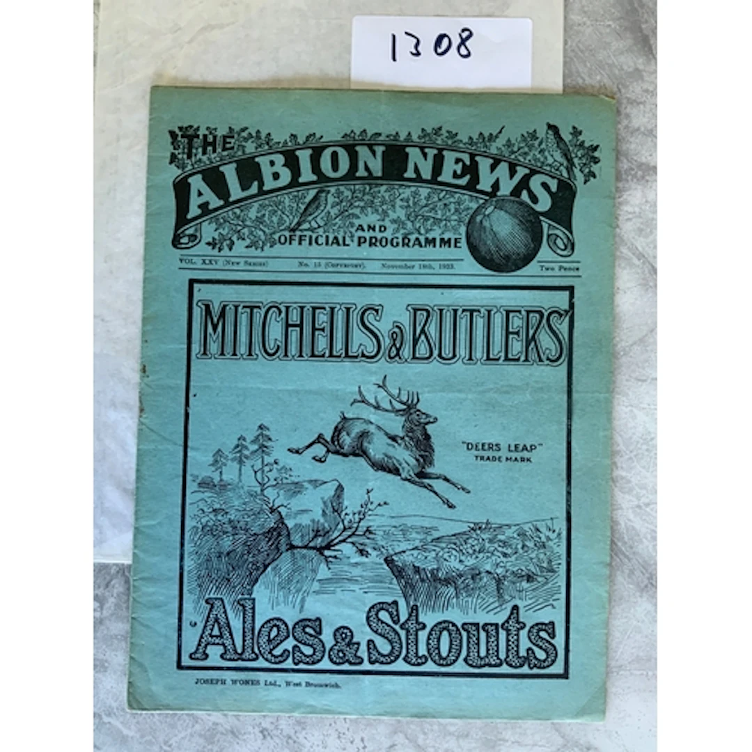 1933 - 1934 West Brom v Chelsea Football Programme: Division...