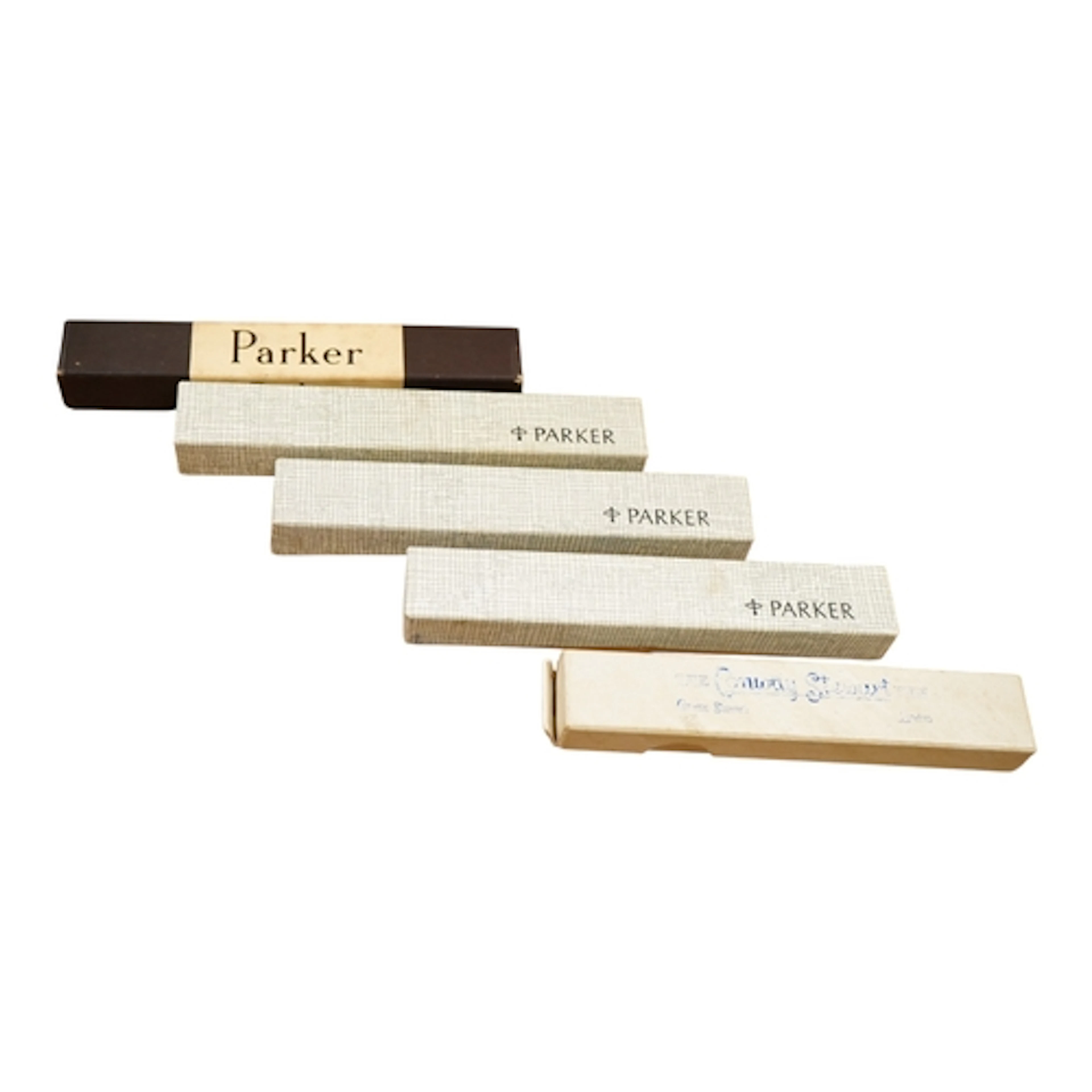 A Parker Duofold Streamline Senior burgundy and black founta...