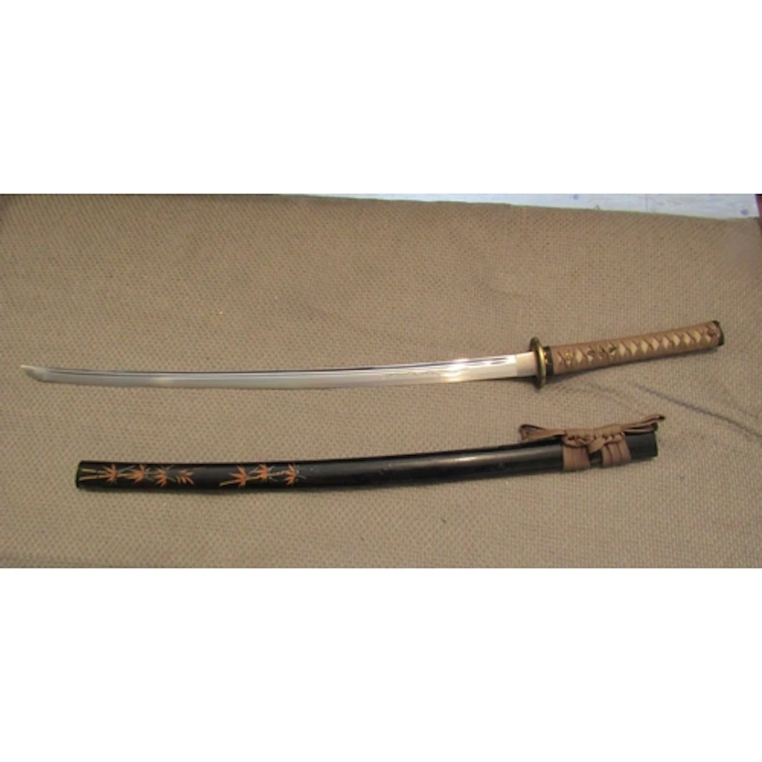 Japanese Ceremonial Sword Full Size with Laquerwork Decorate...